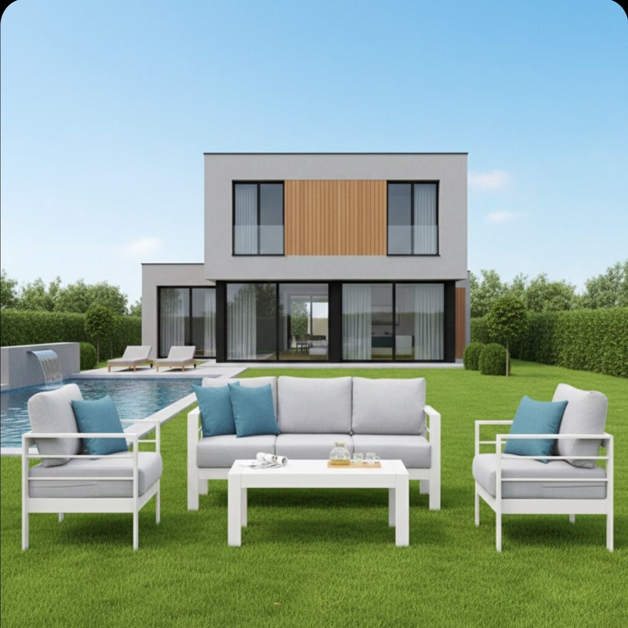 Outdoor Patio Set With All-Weather Thick Cushions