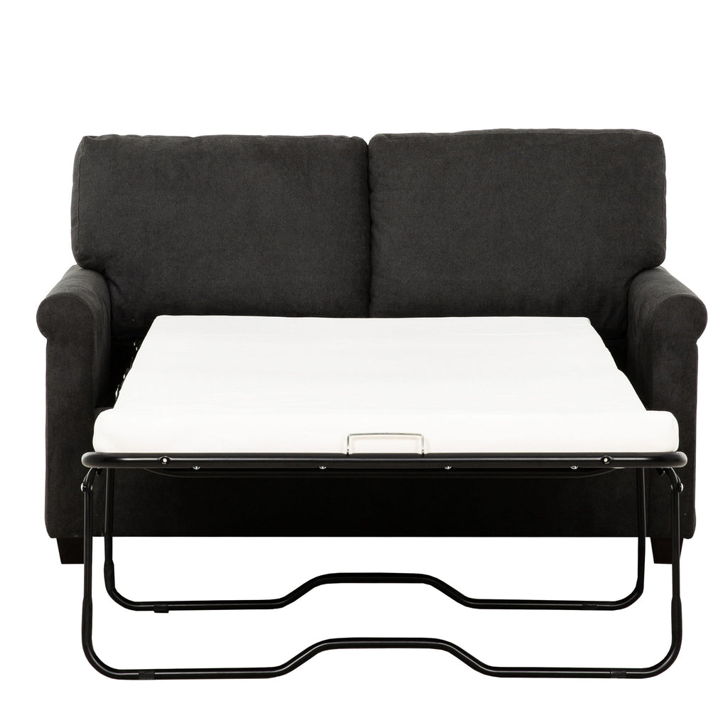 Convertible Twin Sleeper Sofa With USB Ports, 2 Seater Upholstered Loveseat - Dark Gray