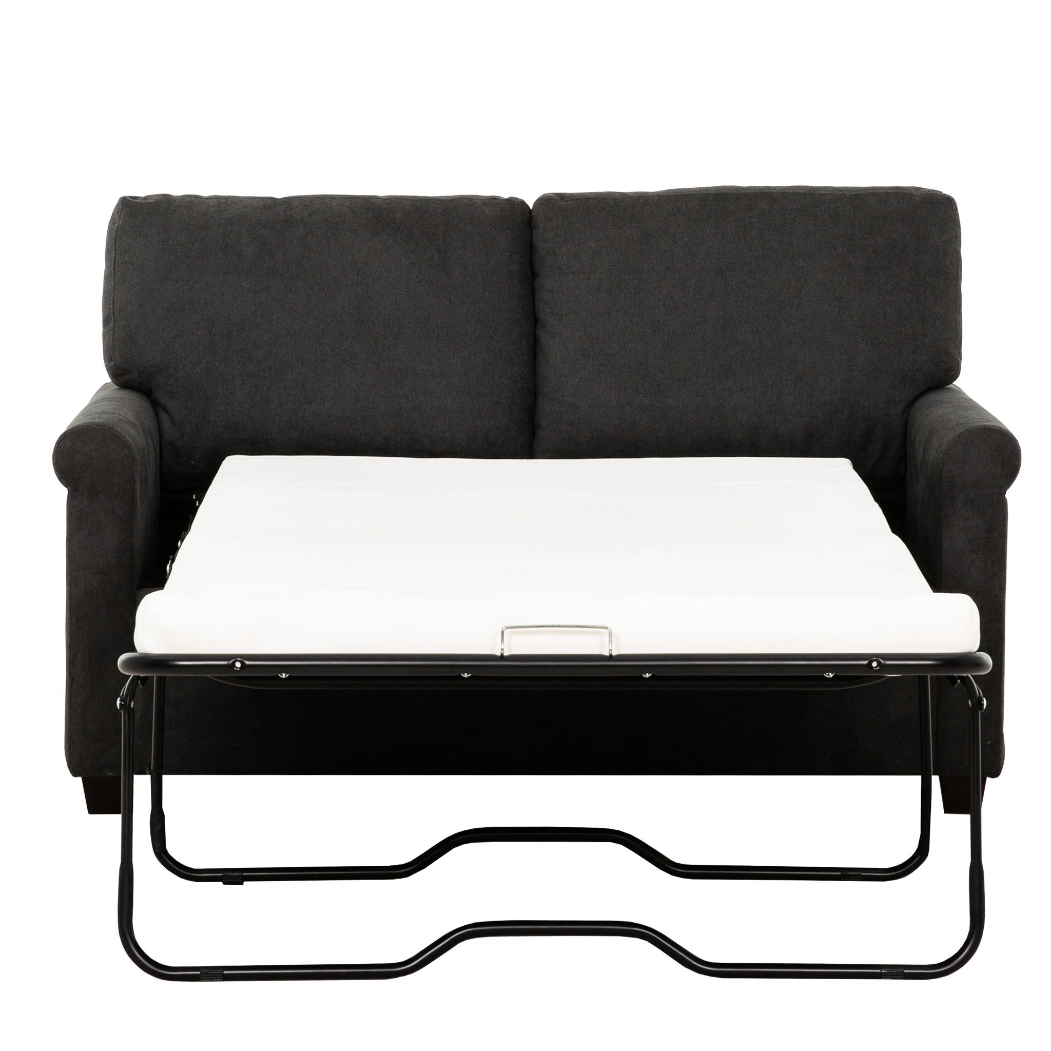 Convertible Twin Sleeper Sofa With USB Ports, 2 Seater Upholstered Loveseat - Dark Gray