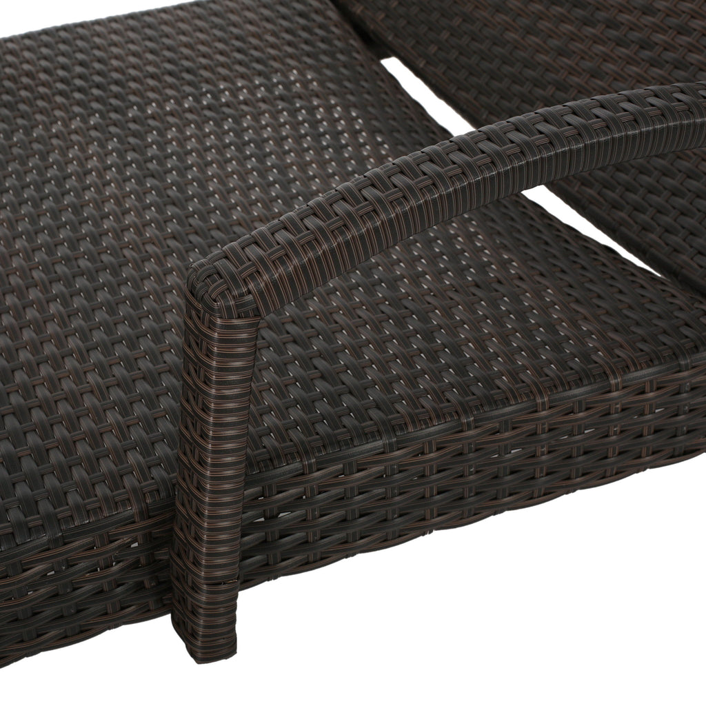 Salem - Contemporary Wicker Chaise Lounge With Arm, Weather Resistant