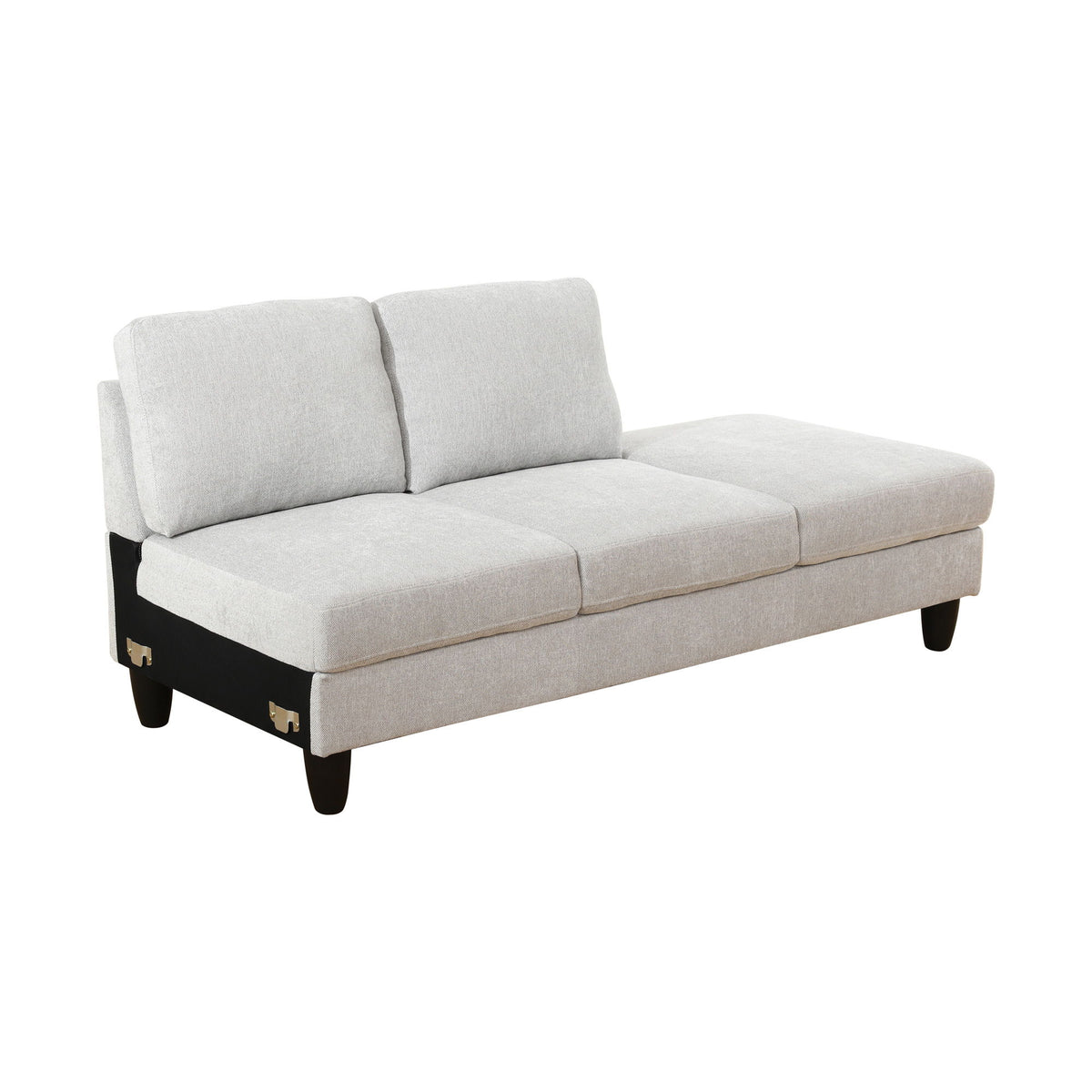 2 Piece L - Shaped Left Chaise Sectional Sofa With Ottoman, Living Room Furniture - White / Gray