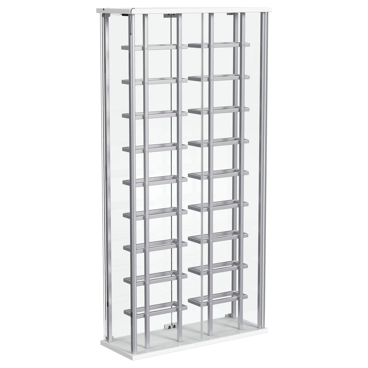 Wine Storage LED Curio Cabinet - Chrome