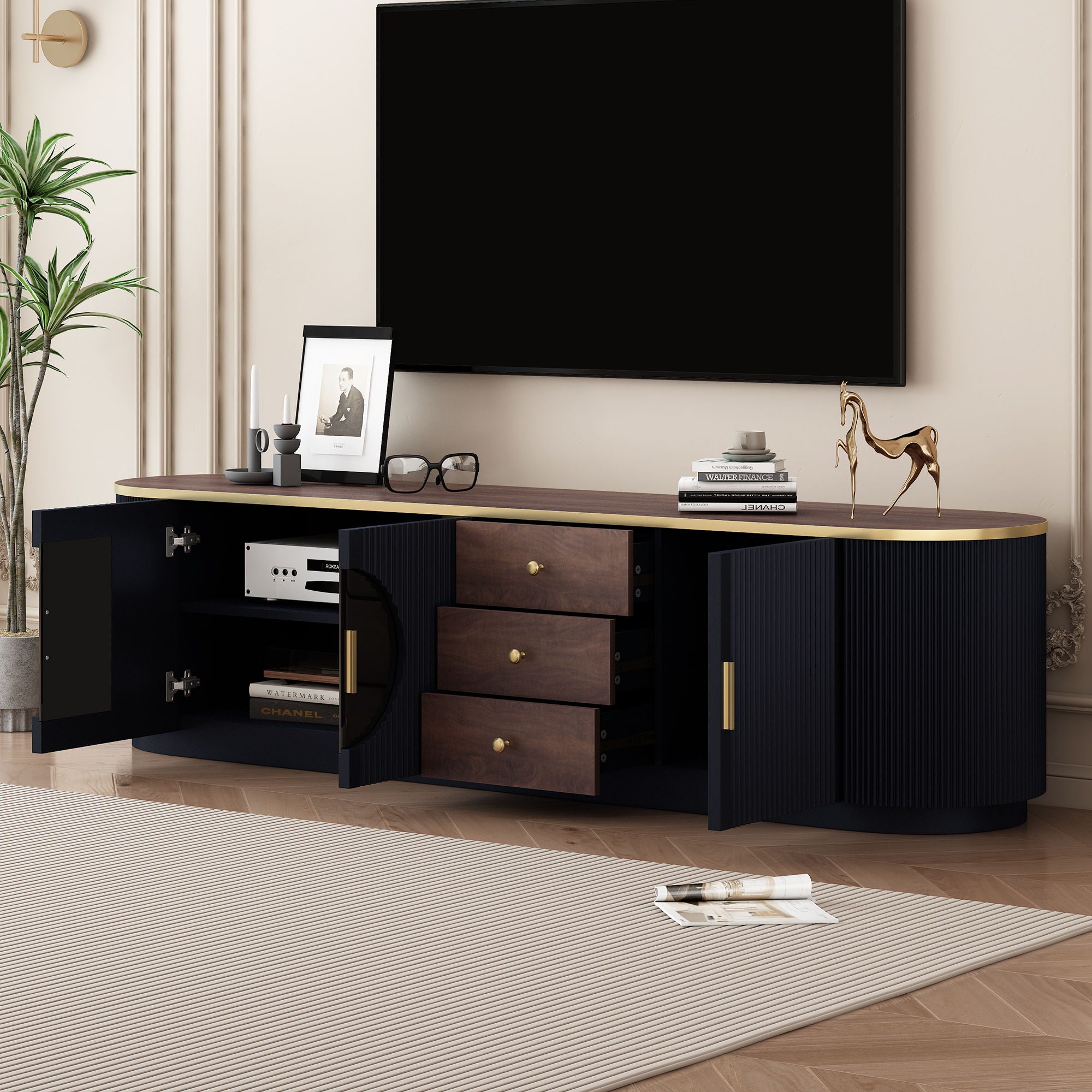 Minimalist TV Stand With 3 Drawers And 1 Shelf