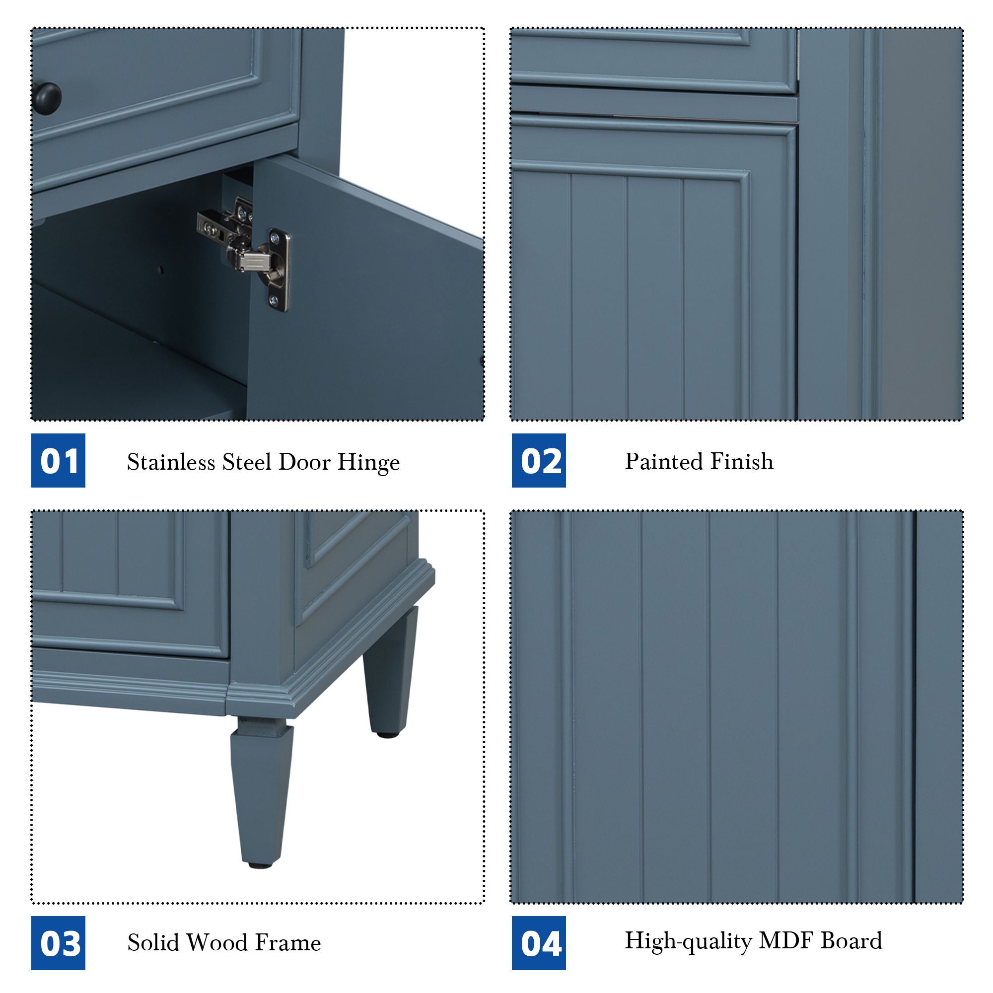Modern Bathroom Vanity With Sink, Adjustable Shelf, 1 Flip Drawer & 2 Drawers