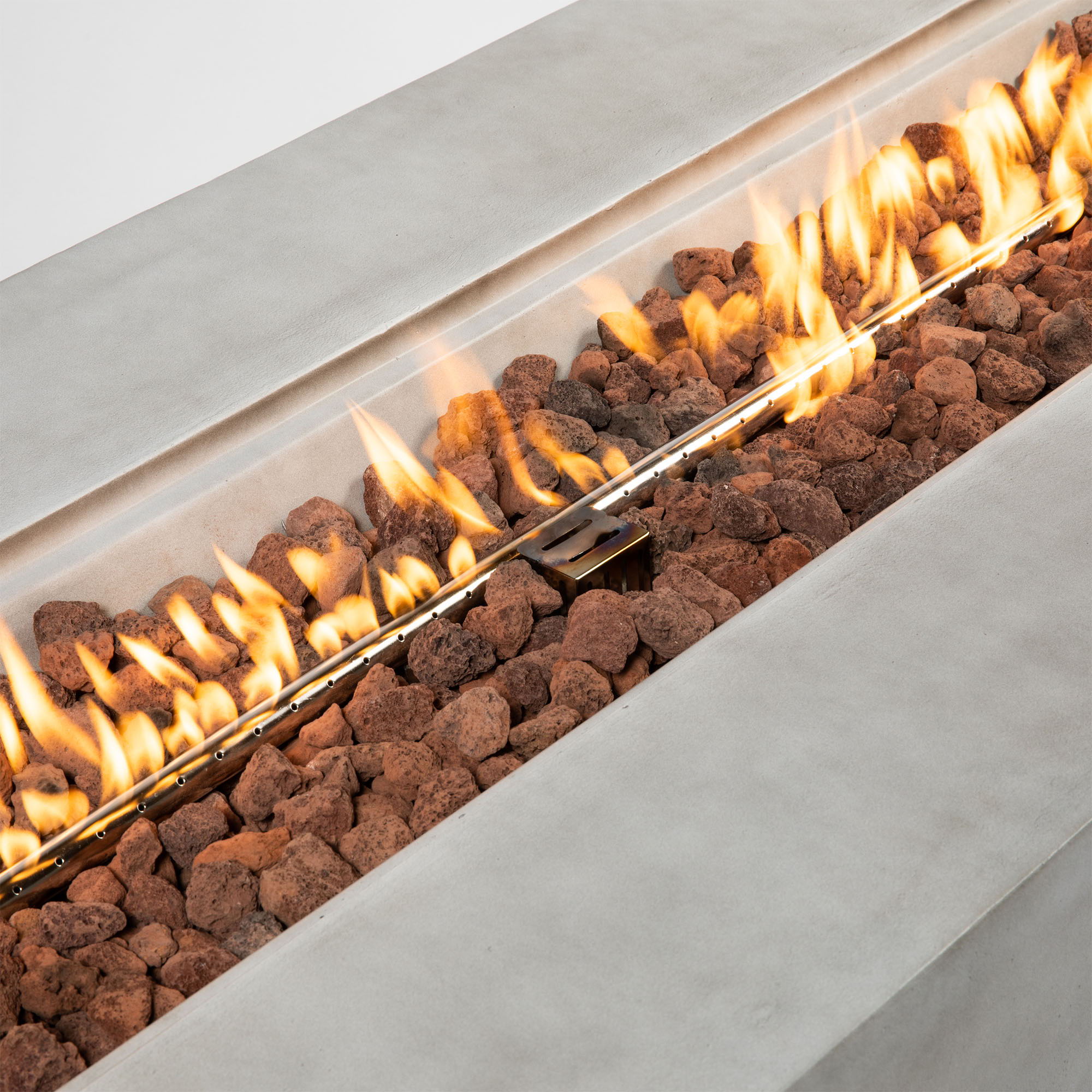 Propane Gas 60000 Btu Rectangular Fire Pit For Outside - Light Gray