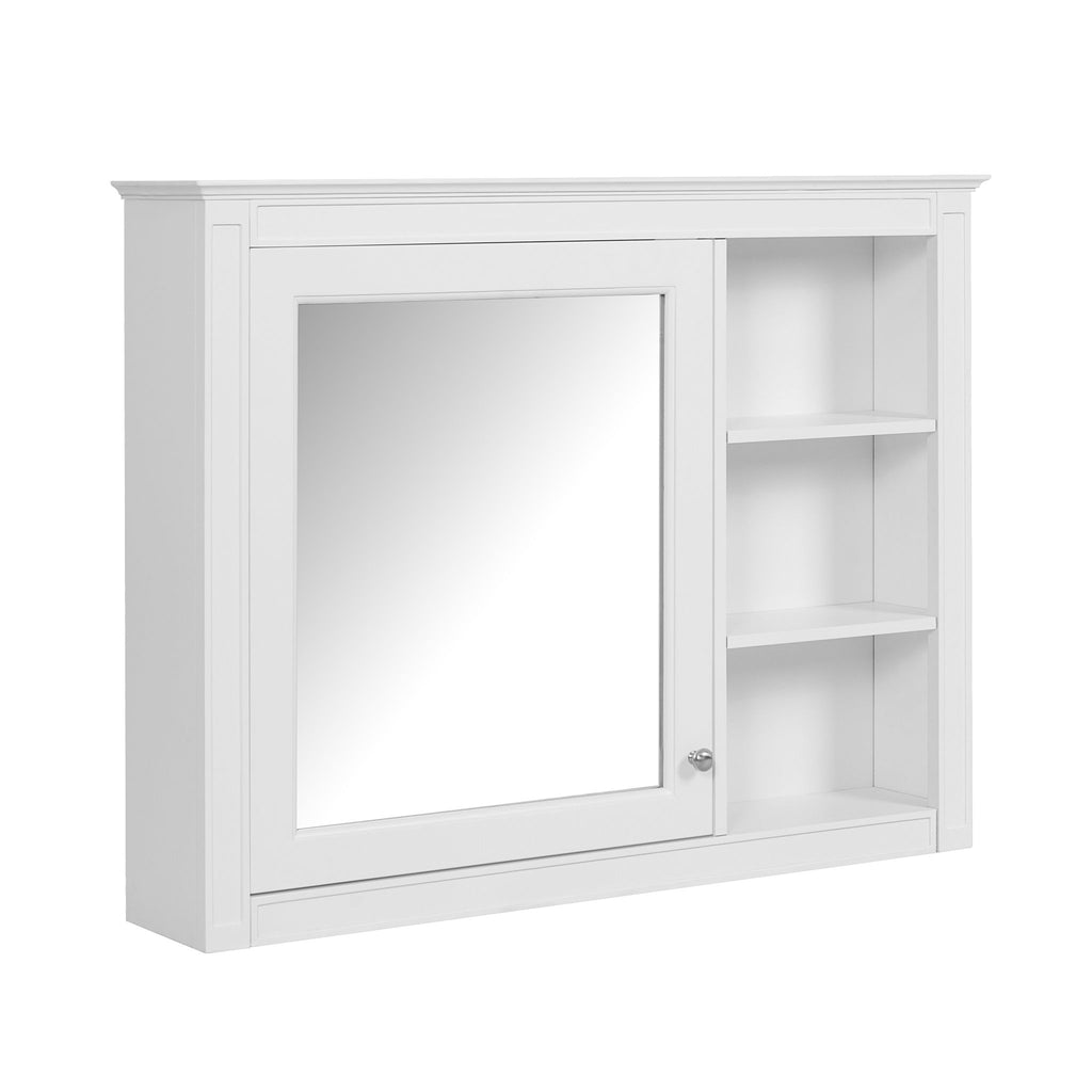Wall Mounted Medicine Cabinet With Mirror, Adjustable Shelf - White