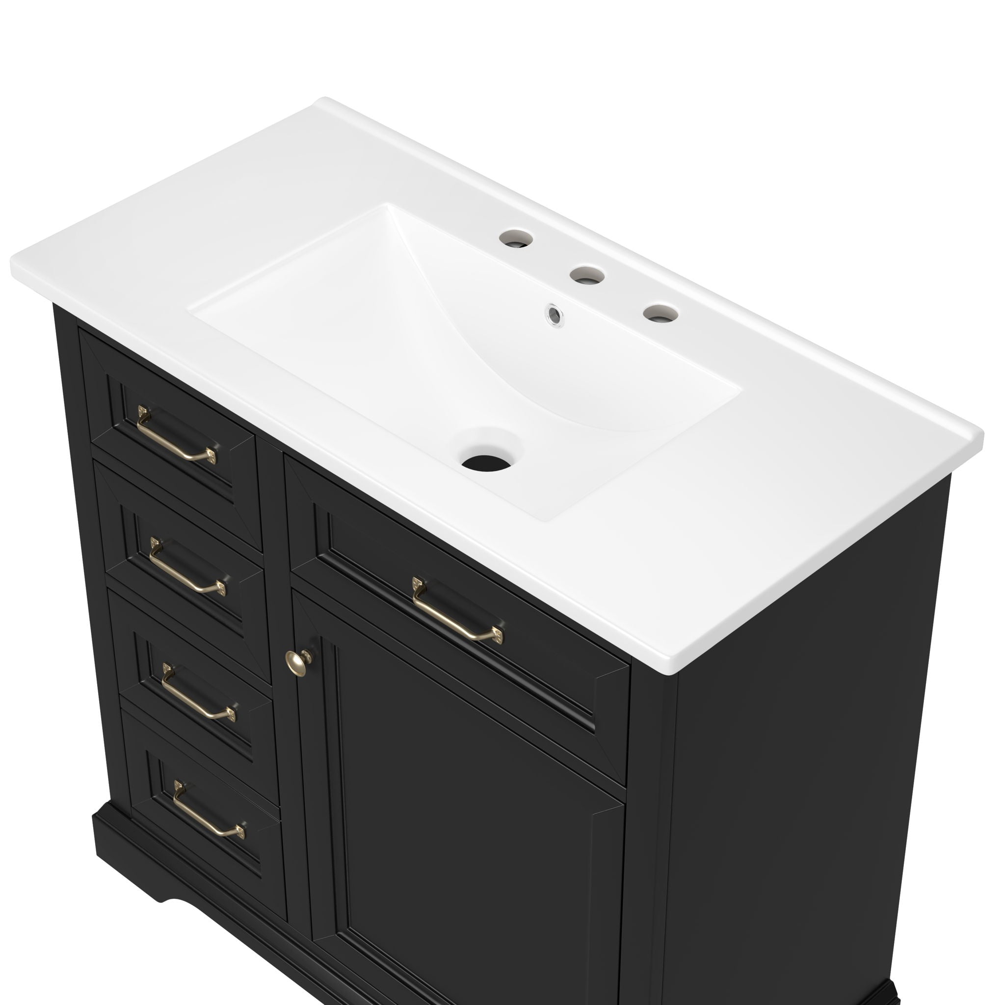 Modern Bathroom Vanity With Sink Top, 4 Drawers And 1 Soft-Close Door