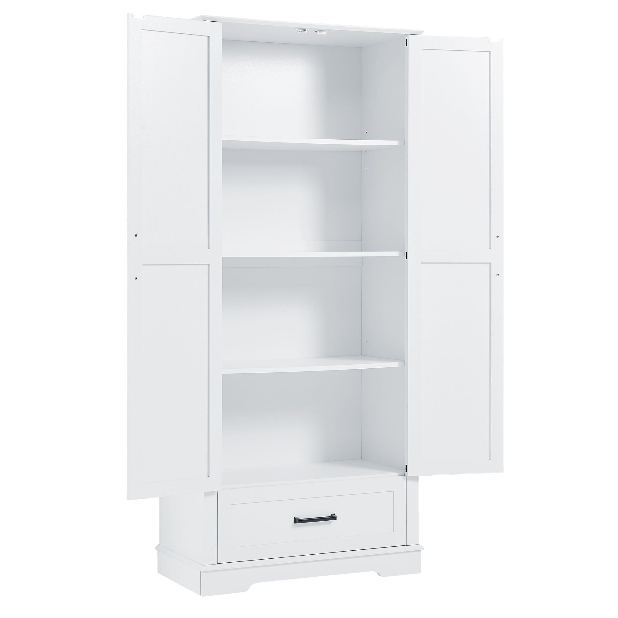 Tall Bathroom Storage Cabinet With 2 Doors And 2 Drawer, Adjustable Shelf - White
