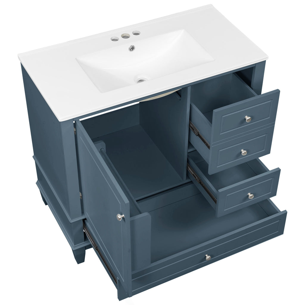 Modern Bathroom Vanity With Sink, 3 Drawers & Cabinet