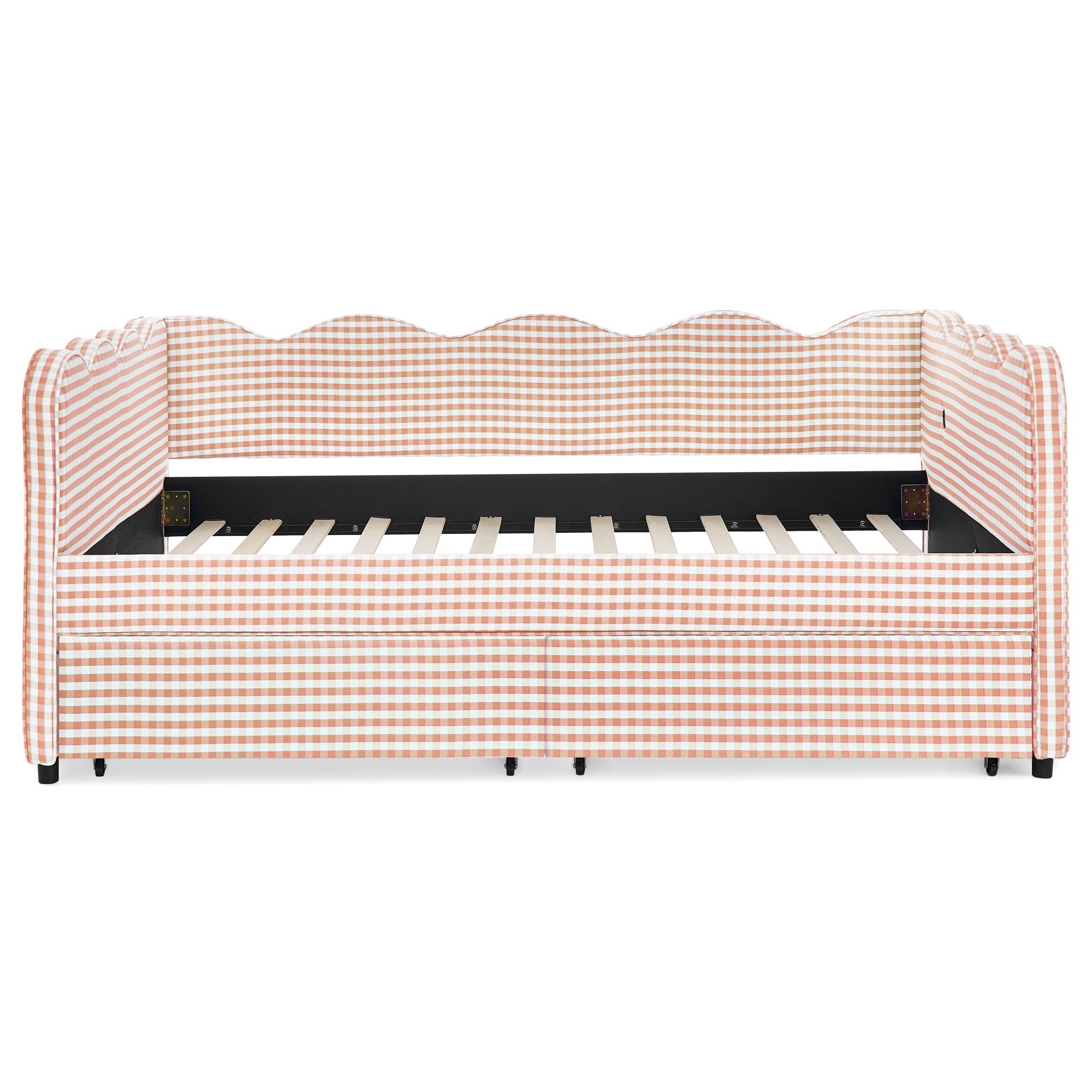 Gingham Daybed & USB Charging Port, Wave-Shaped Design