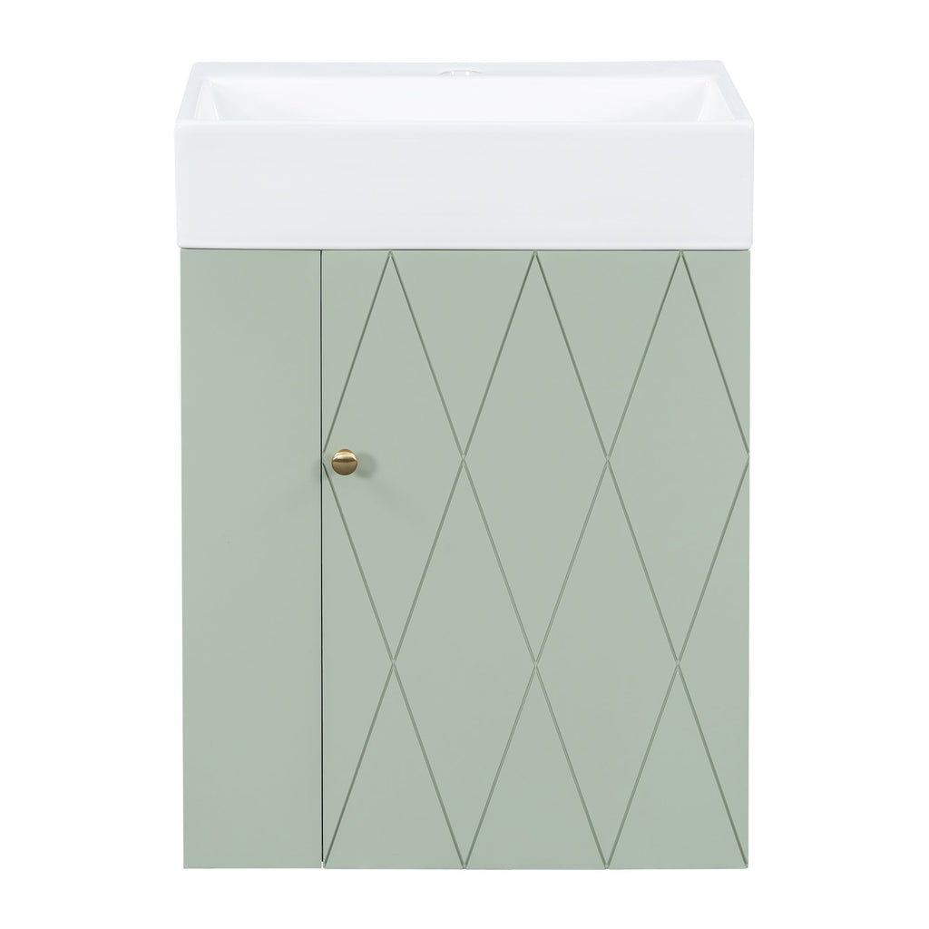 Modern Bathroom Vanity With Sink, Diamond Pattern Doors