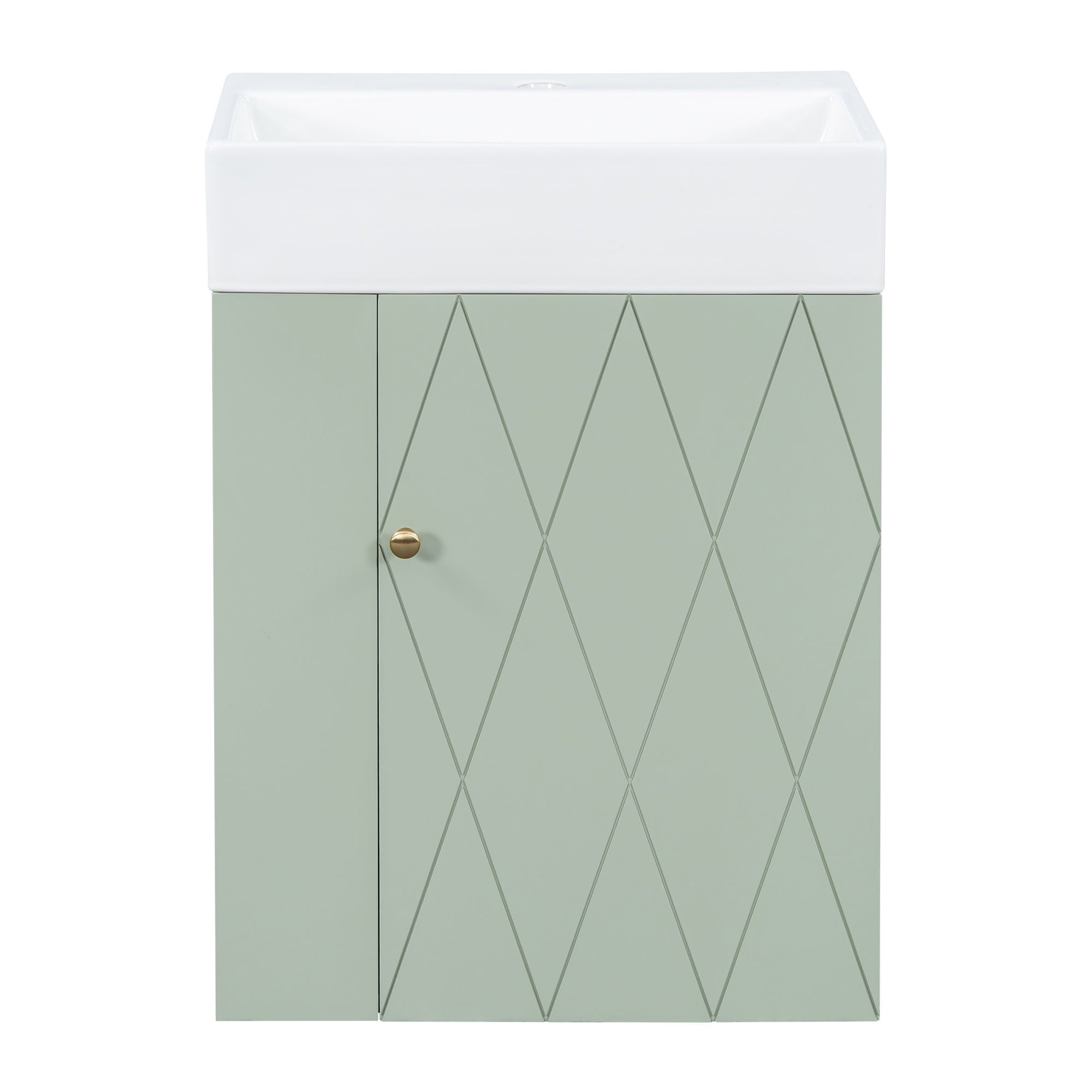 Modern Bathroom Vanity With Sink, Diamond Pattern Doors