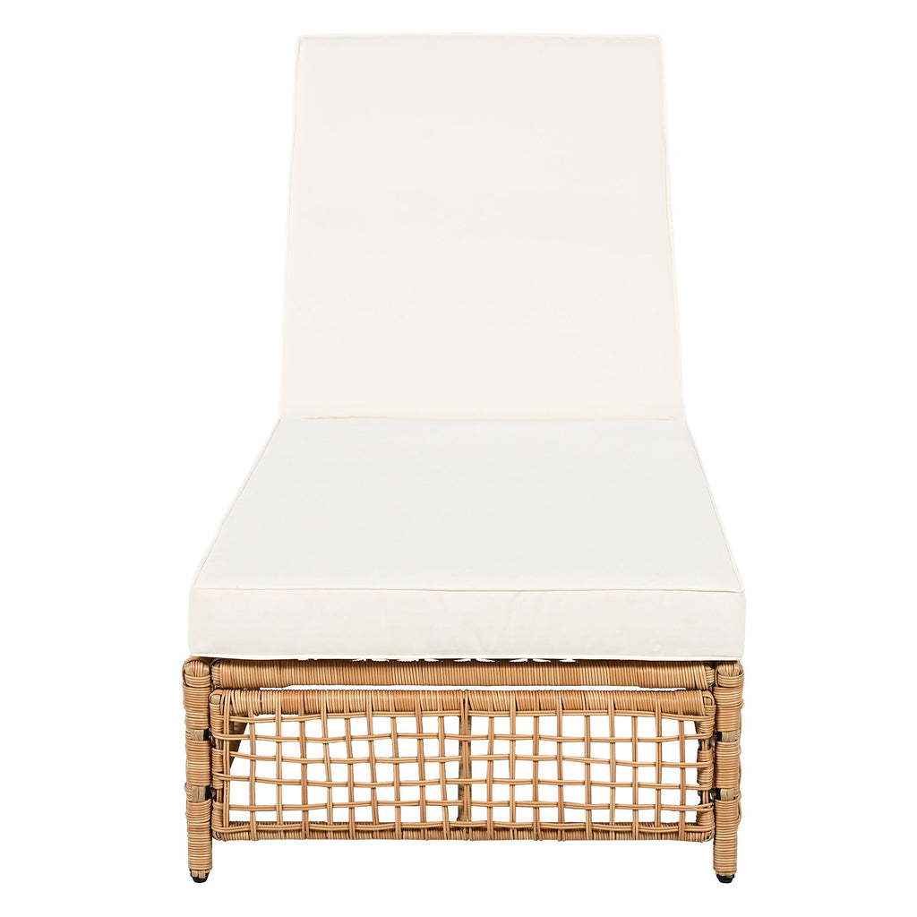 Outdoor Lounge Chair With 5 Position Backrest With Cushion And Wheels