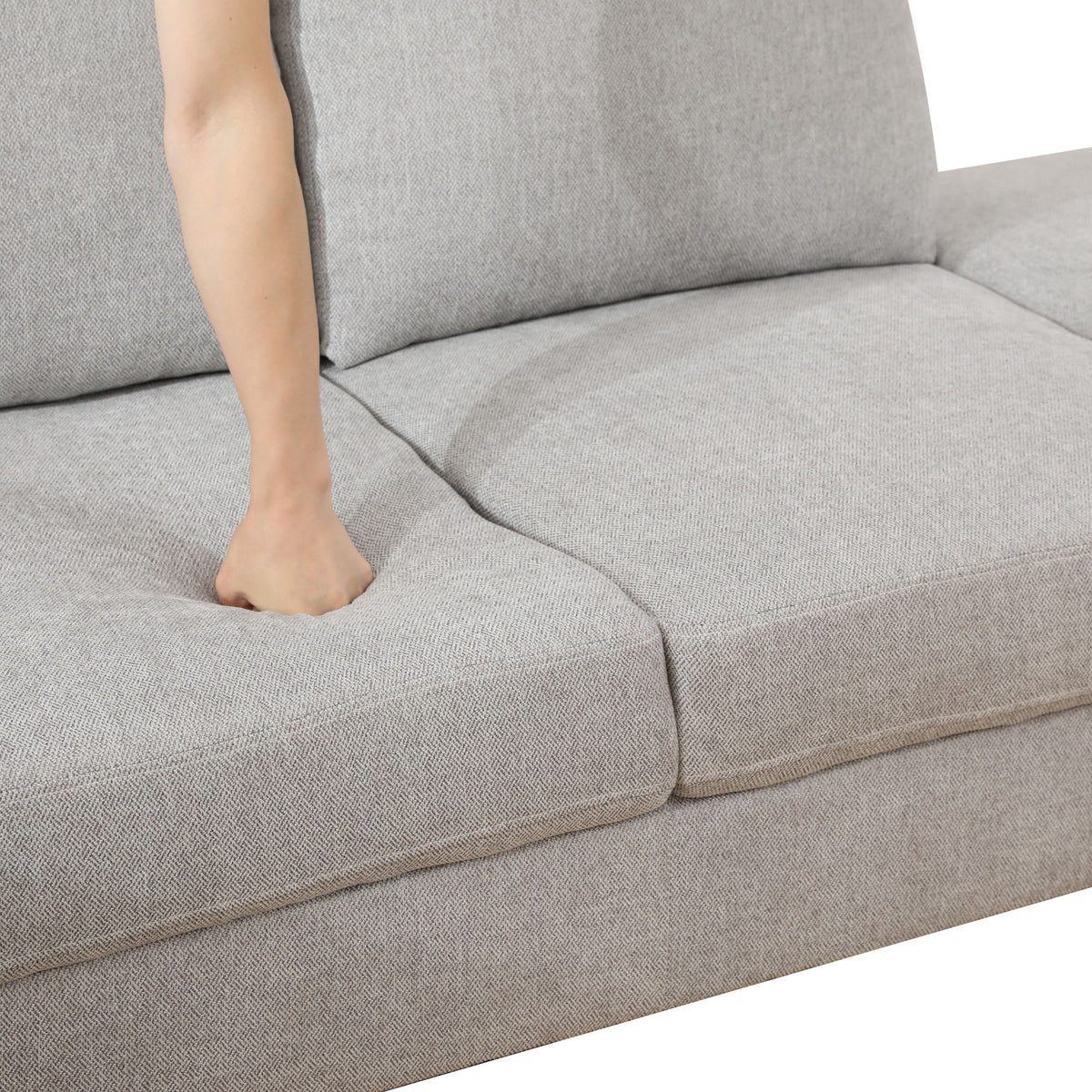 2 Piece L - Shaped Left Chaise Sectional Sofa With Ottoman, Living Room Furniture - White / Gray