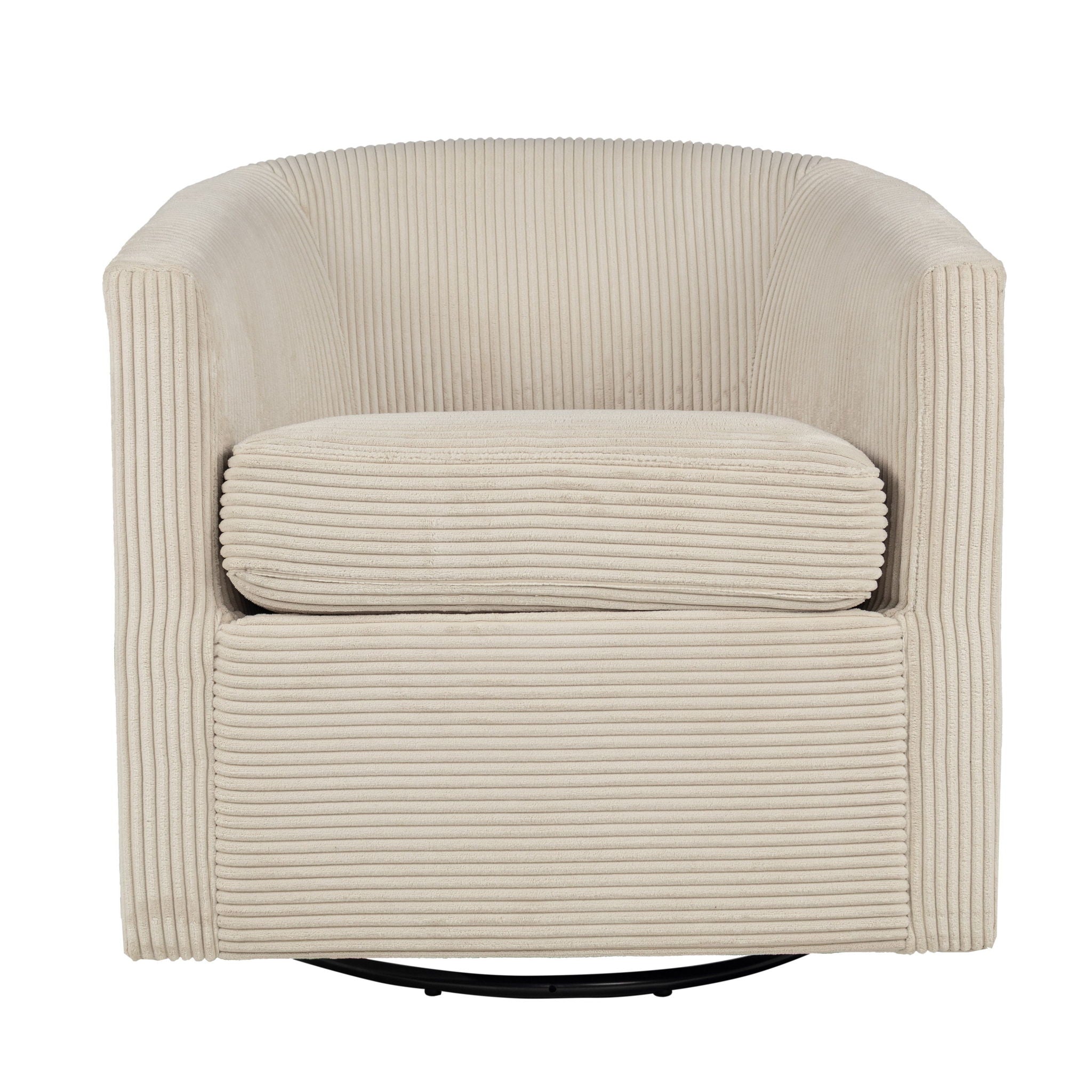 Swivel Accent Chair With U Backrest, Plush Cushion Living Room Furniture