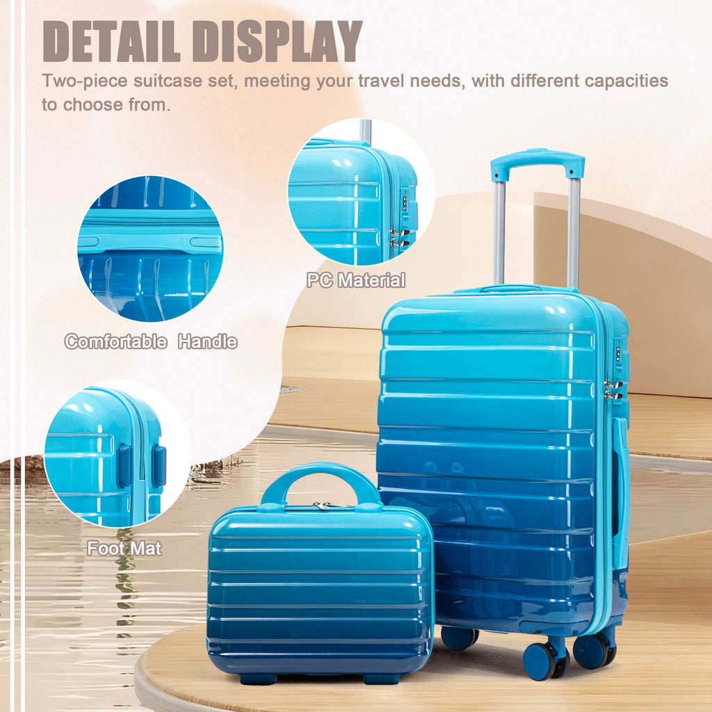 Luggage Set 14" / 20" With Combination Lock And Cosmetic Case