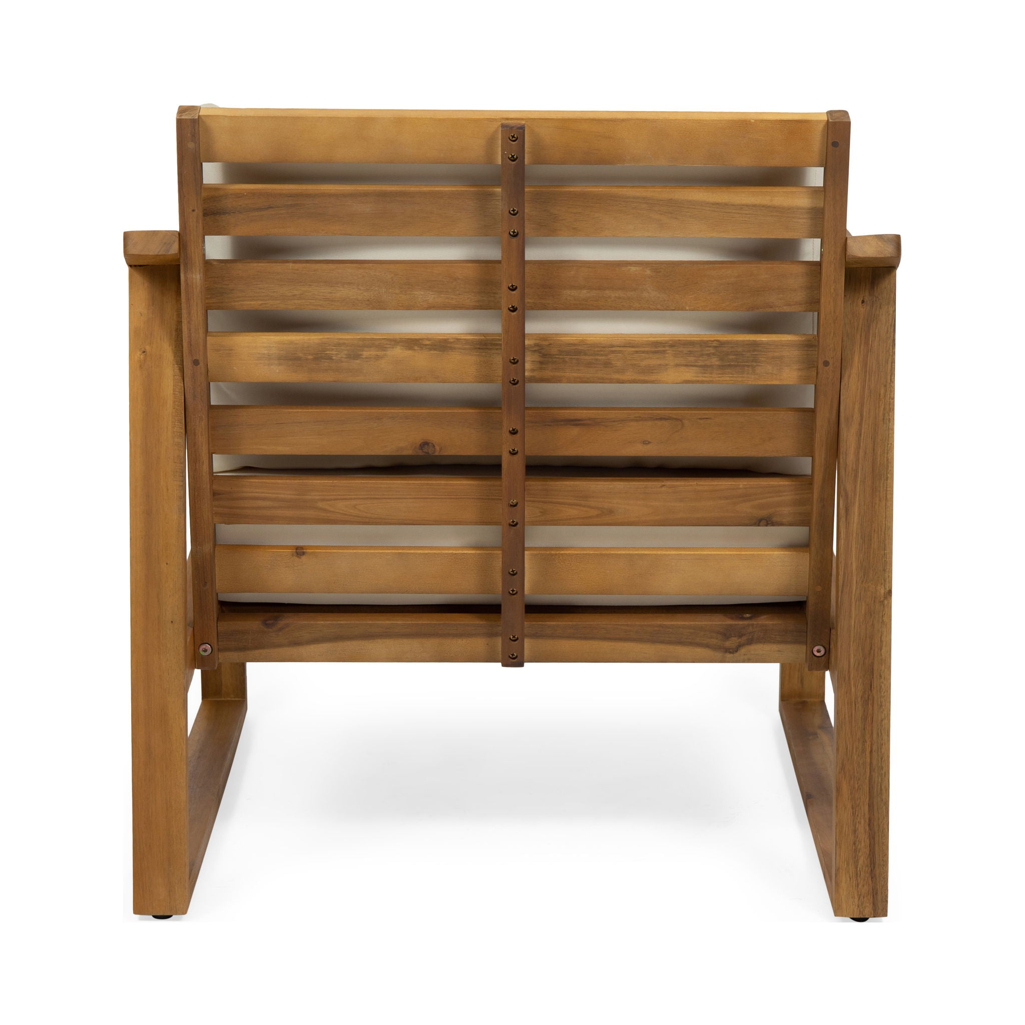 Outdoor Acacia Wood Club Chairs With Water Resistant Cushions - Teak / Beige