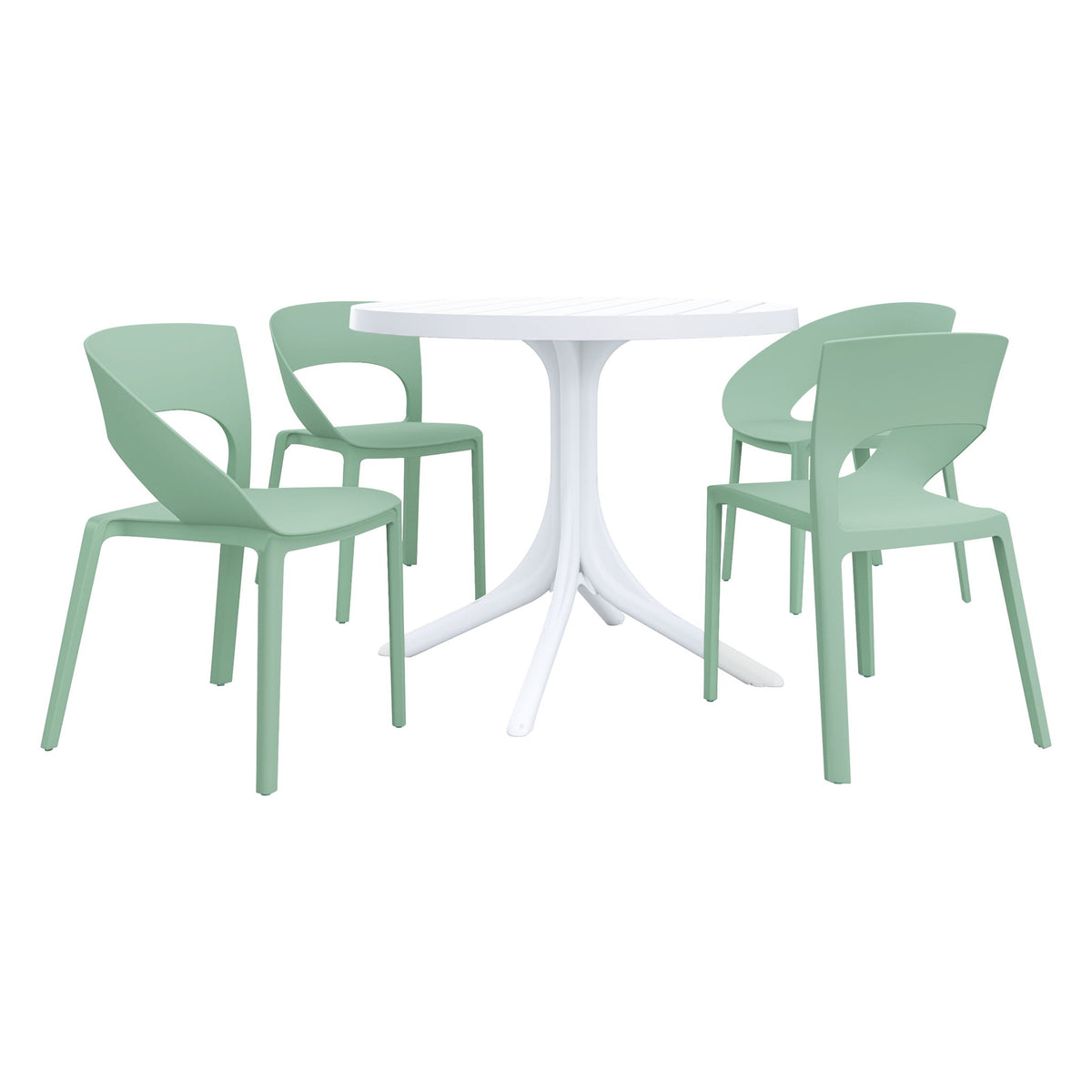4 Piece Set Of Modern Designed Single Chairs With Round Table