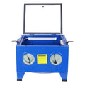 Bench Top Portable Sand Blaster Cabinet Kit 25 Gallon With 80 Psi Capacity - Blue