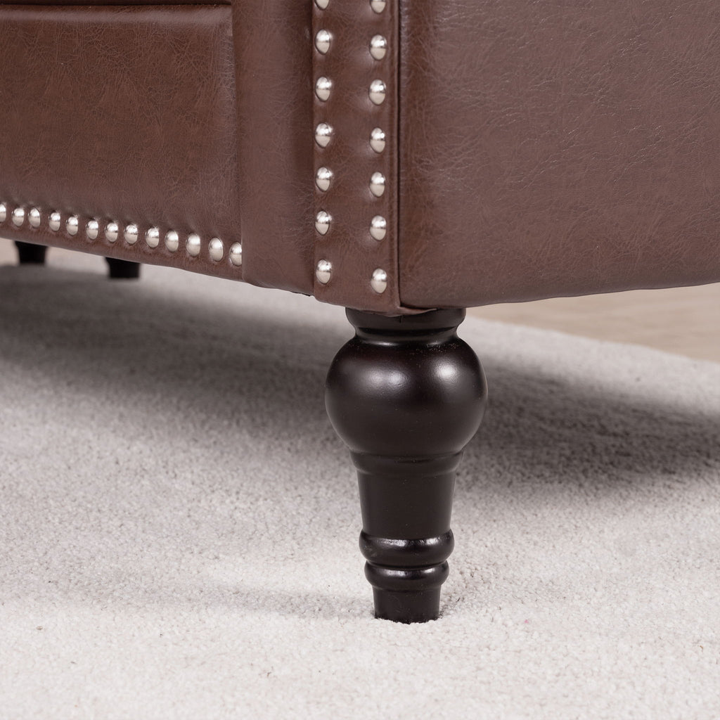 L Shaped Reversible Modern Chesterfield Sofa With Rolled Arms And Nailhead, 5 Seat Tufted Couch