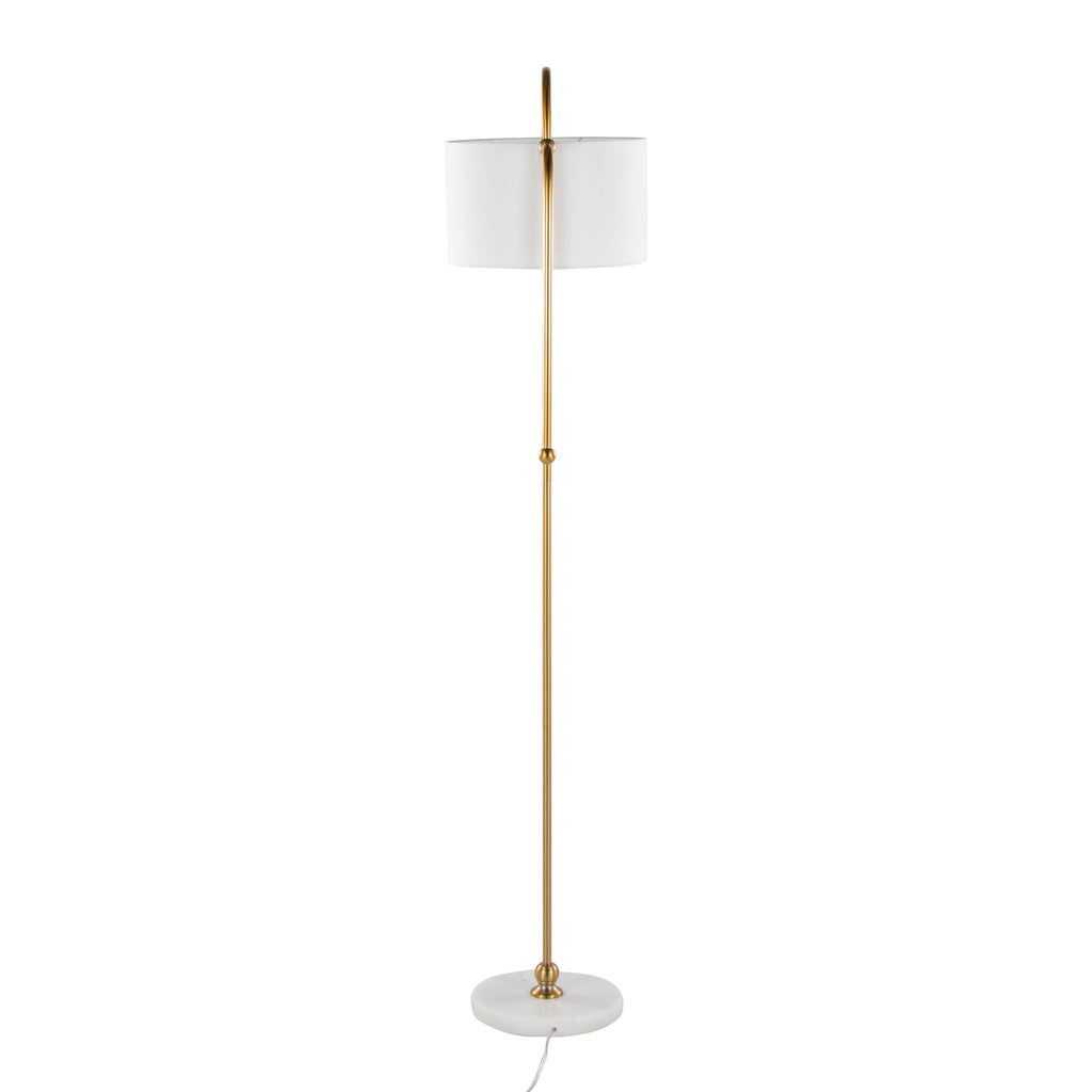 Leslie - Glam / Art Deco Floor Lamp - Gold / White