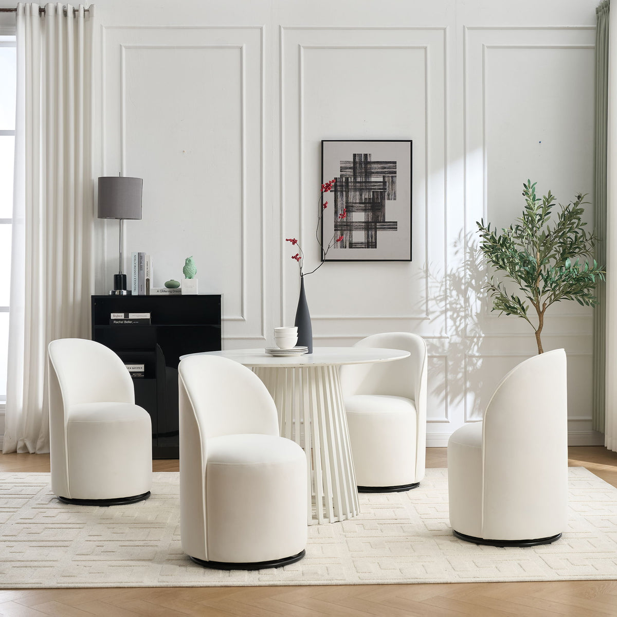 360 Degree Swivel Armless Dining Barrel Chair