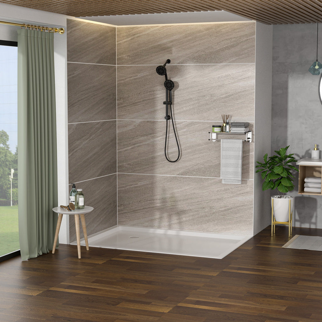 Multi Function Dual Shower Head Shower System With 4.7" Rain Showerhead, 7 Function Hand Shower, Adjustable Slide Bar