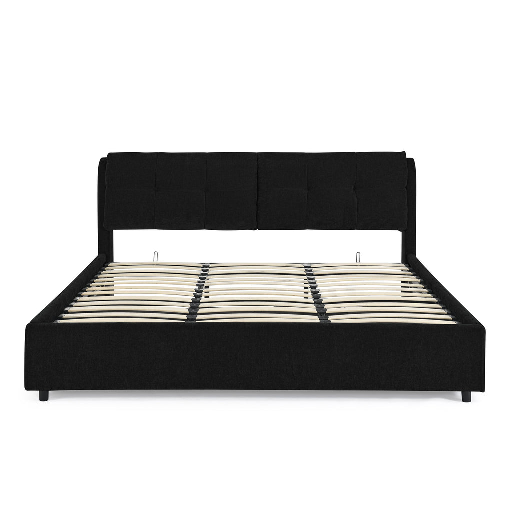 Storage Upholstered Hydraulic Platform Bed With Integrated Headboard