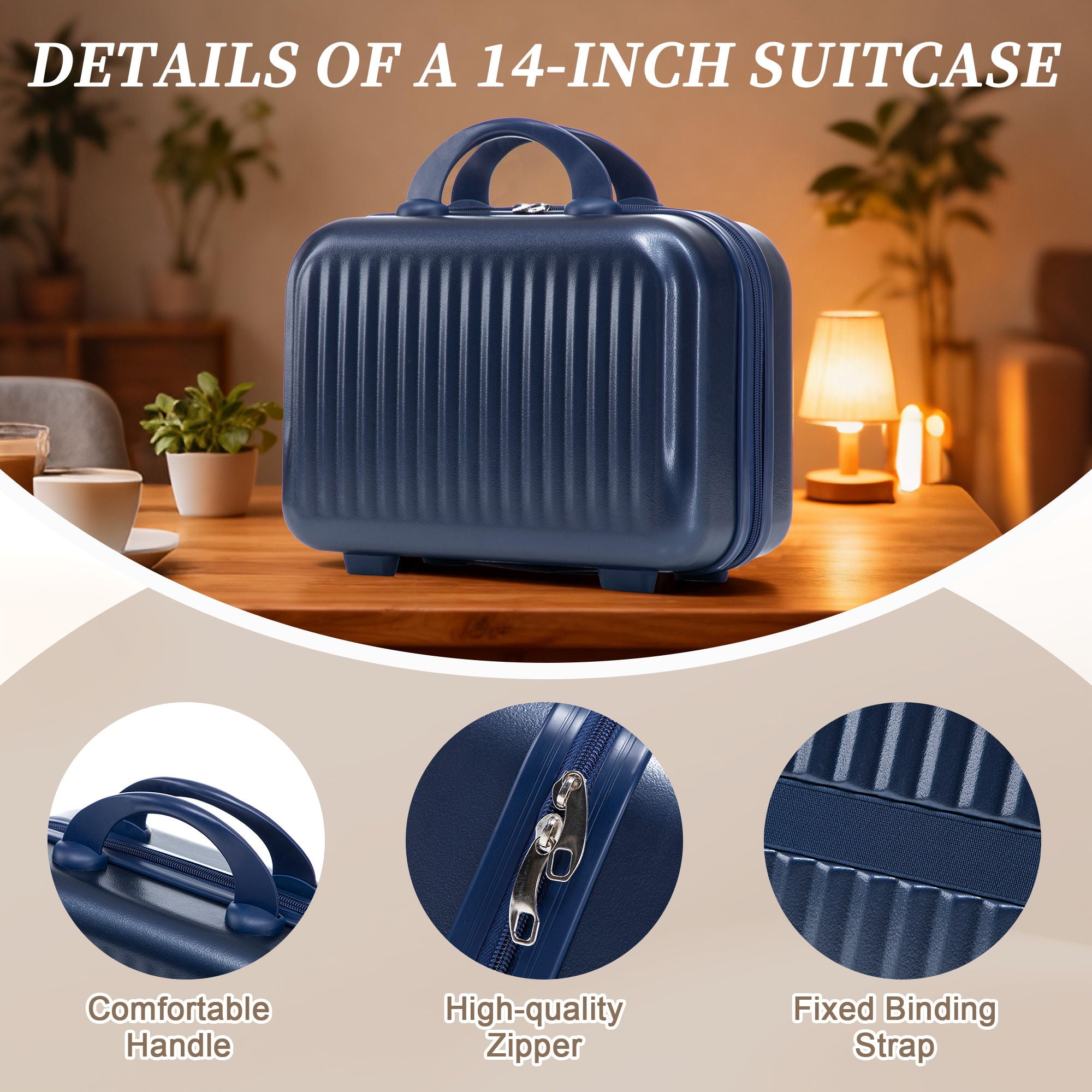 Luggage Set With Cosmetic Case, Combination Lock, Front Opening Design