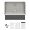 Undermount Laundry Sink 24" Deep Single Bowl - Brushed Nickel