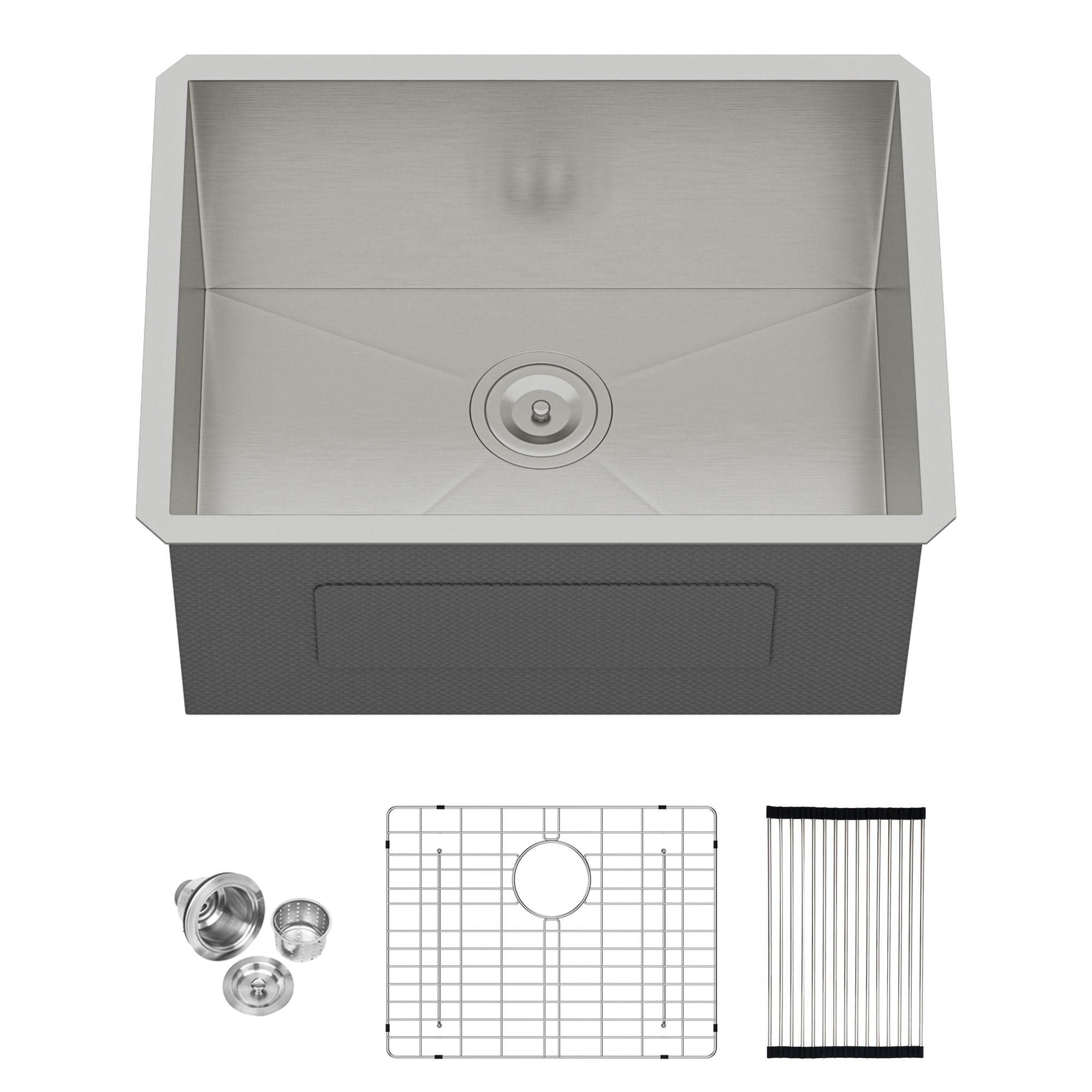 Undermount Laundry Sink 24" Deep Single Bowl - Brushed Nickel
