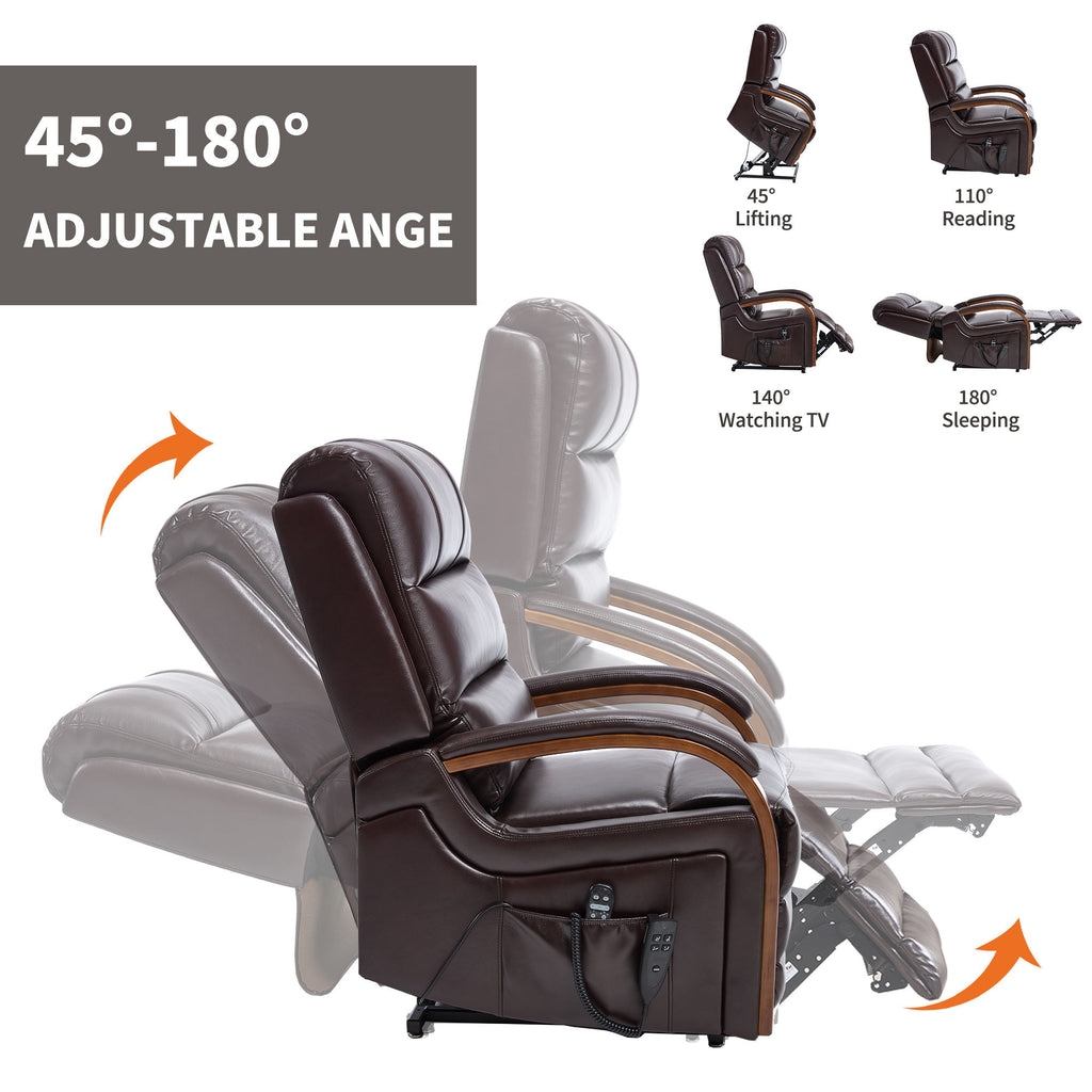 Power Lift Recliner Chair Dual Motor Infinite Position With Heat Massage And Heavy Duty Motion Mechanism - Brown