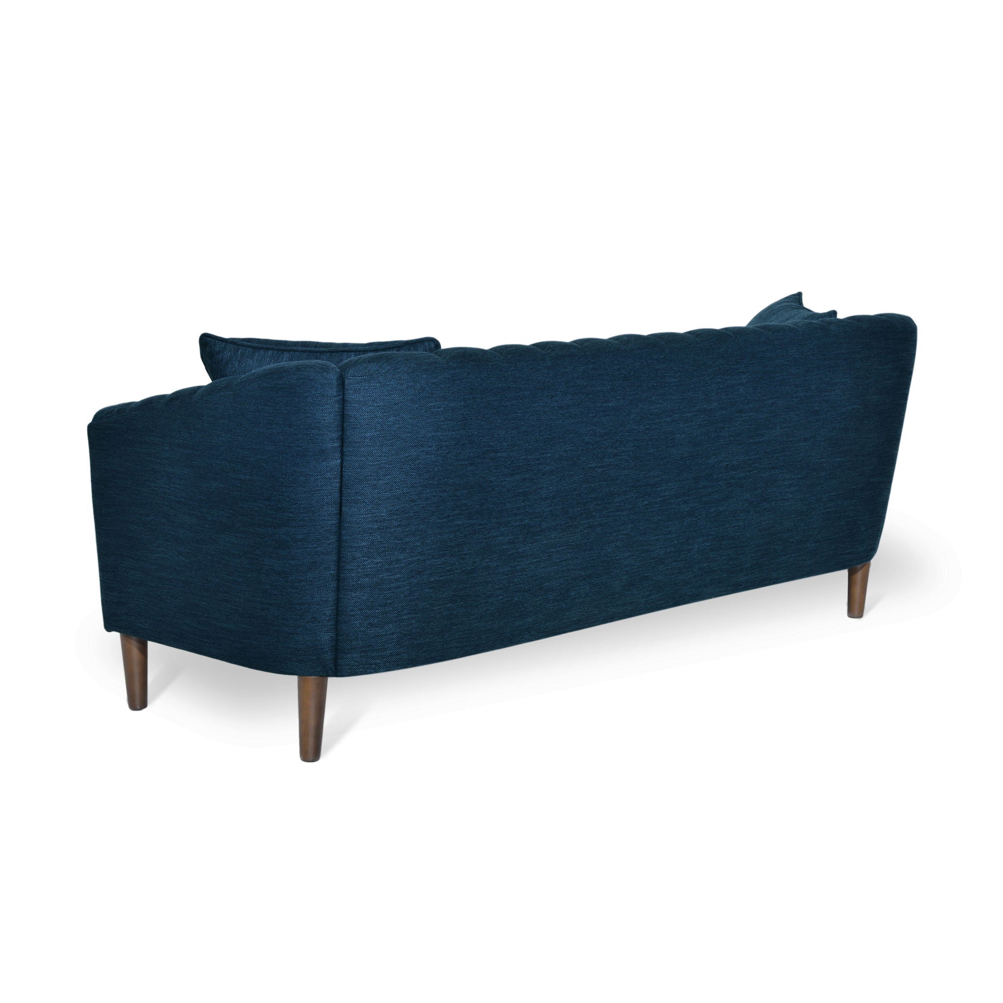 Contemporary 3 Seater Sofa With Button Tufted Design - Navy Blue