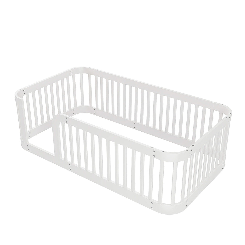 Wood Floor Bed Frame With Fence