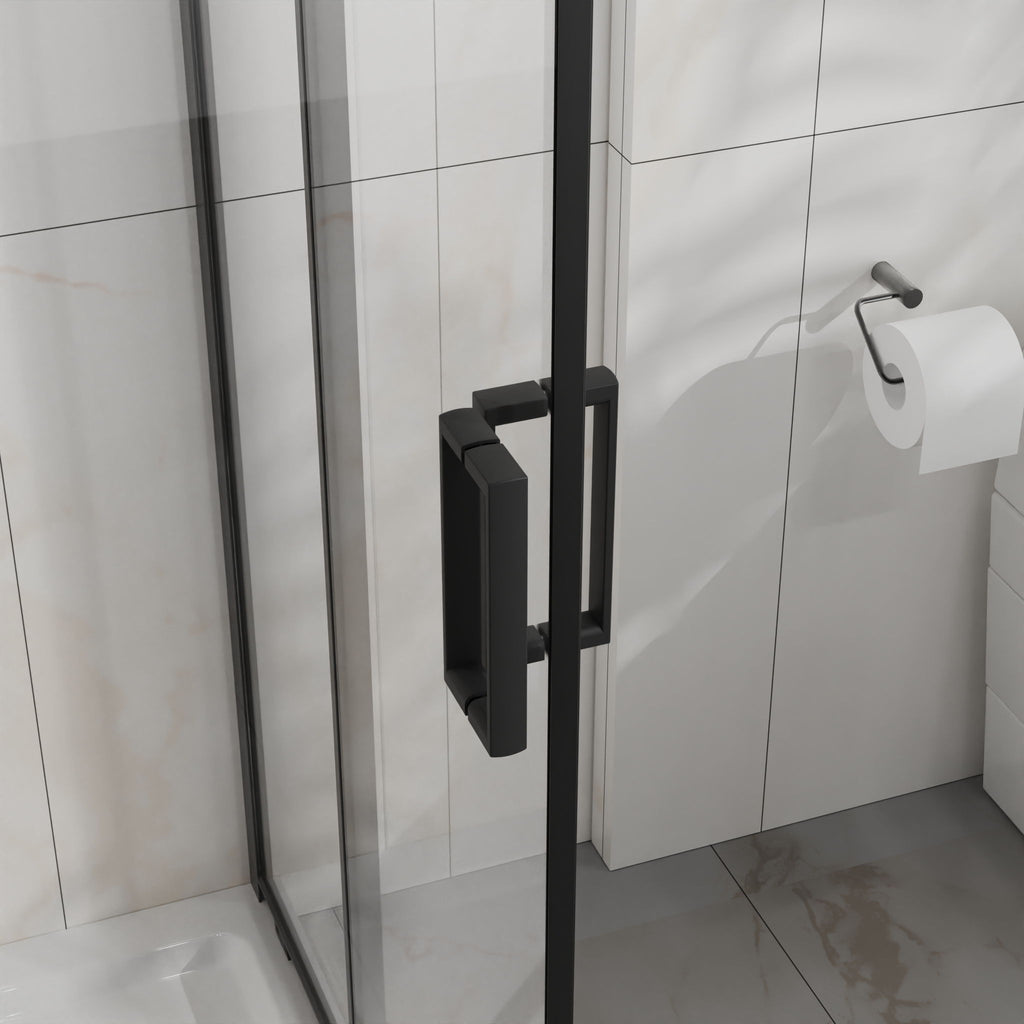 Corner Shower Door, Sliding Shower Enclosure - Matte Black
