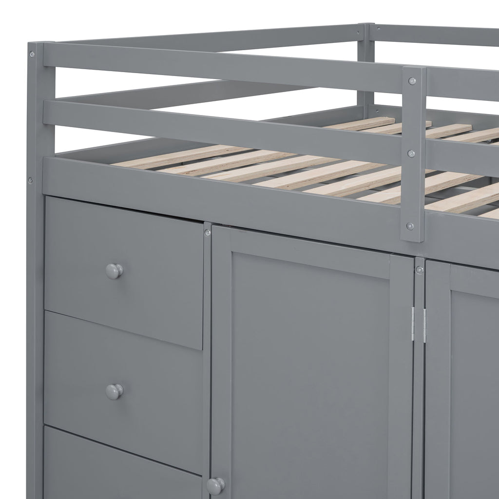 Loft Bed With Built In Wardrobes, Cabinets And Drawers