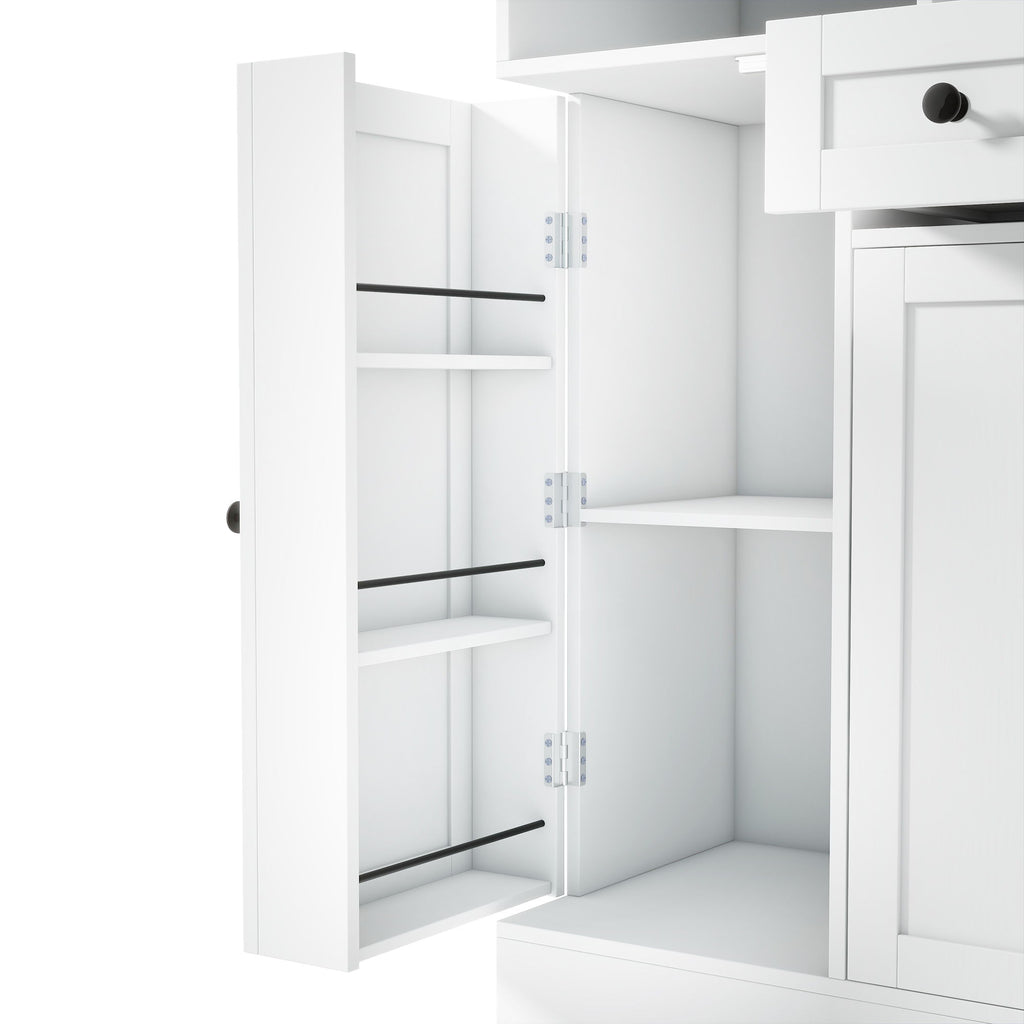Large Kitchen Pantry Storage Cabinet Cupboard With Pull Out Side Cabinet