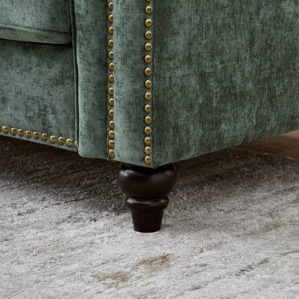 Modern 3 And 2 Seater Sofa With Rolled Arms, Tufted Upholstered Couch