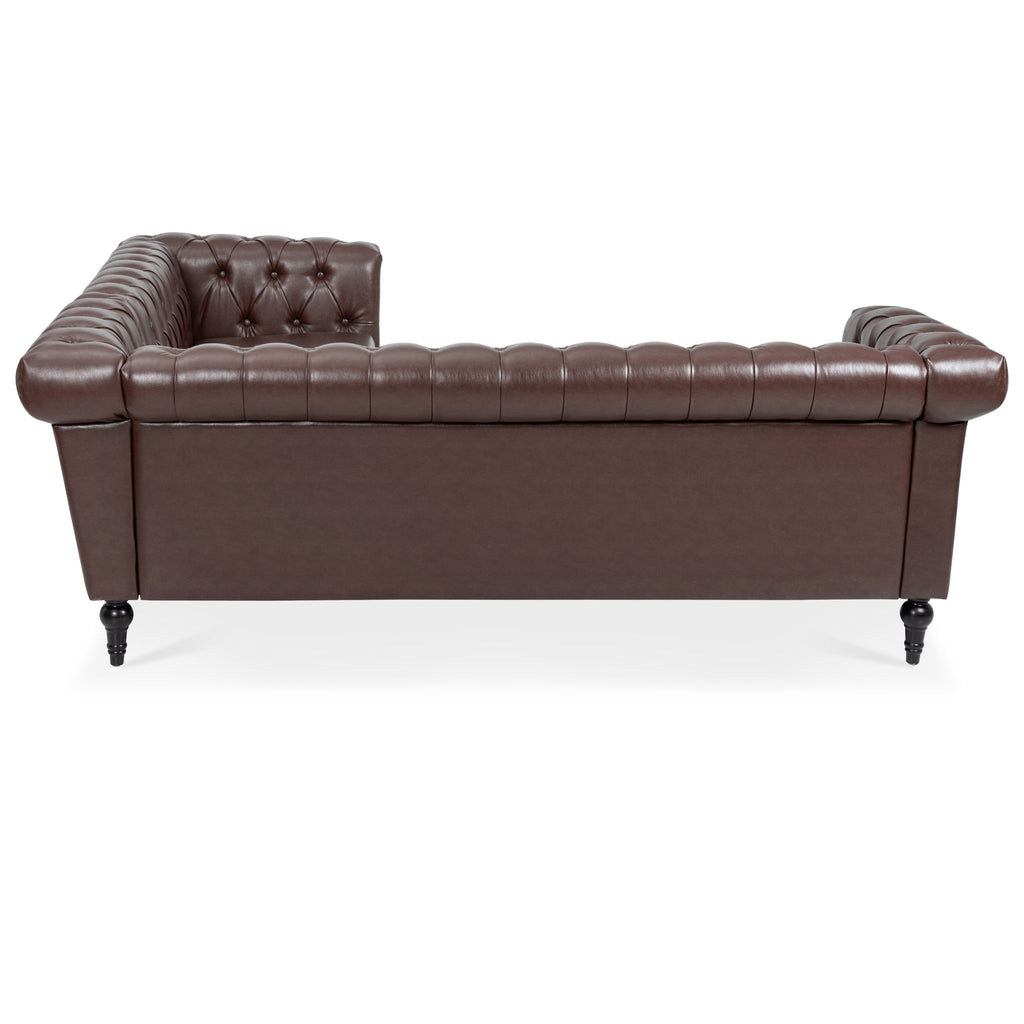 L Shaped Reversible Modern Chesterfield Sofa With Rolled Arms And Nailhead, 5 Seat Tufted Couch