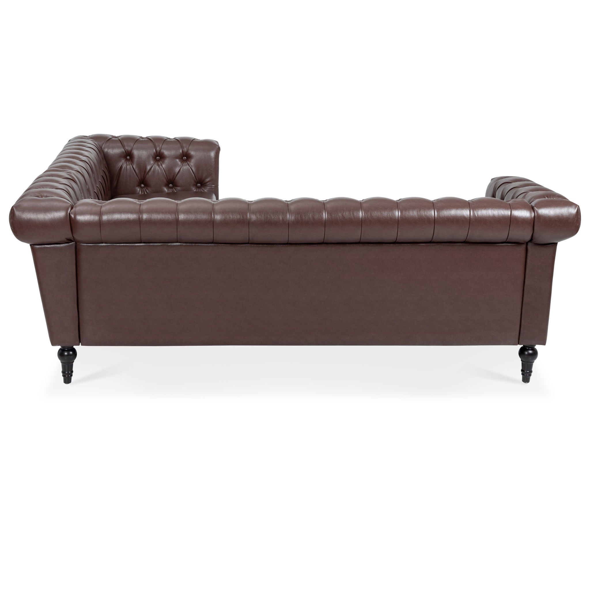 L Shaped Reversible Modern Chesterfield Sofa With Rolled Arms And Nailhead, 5 Seat Tufted Couch