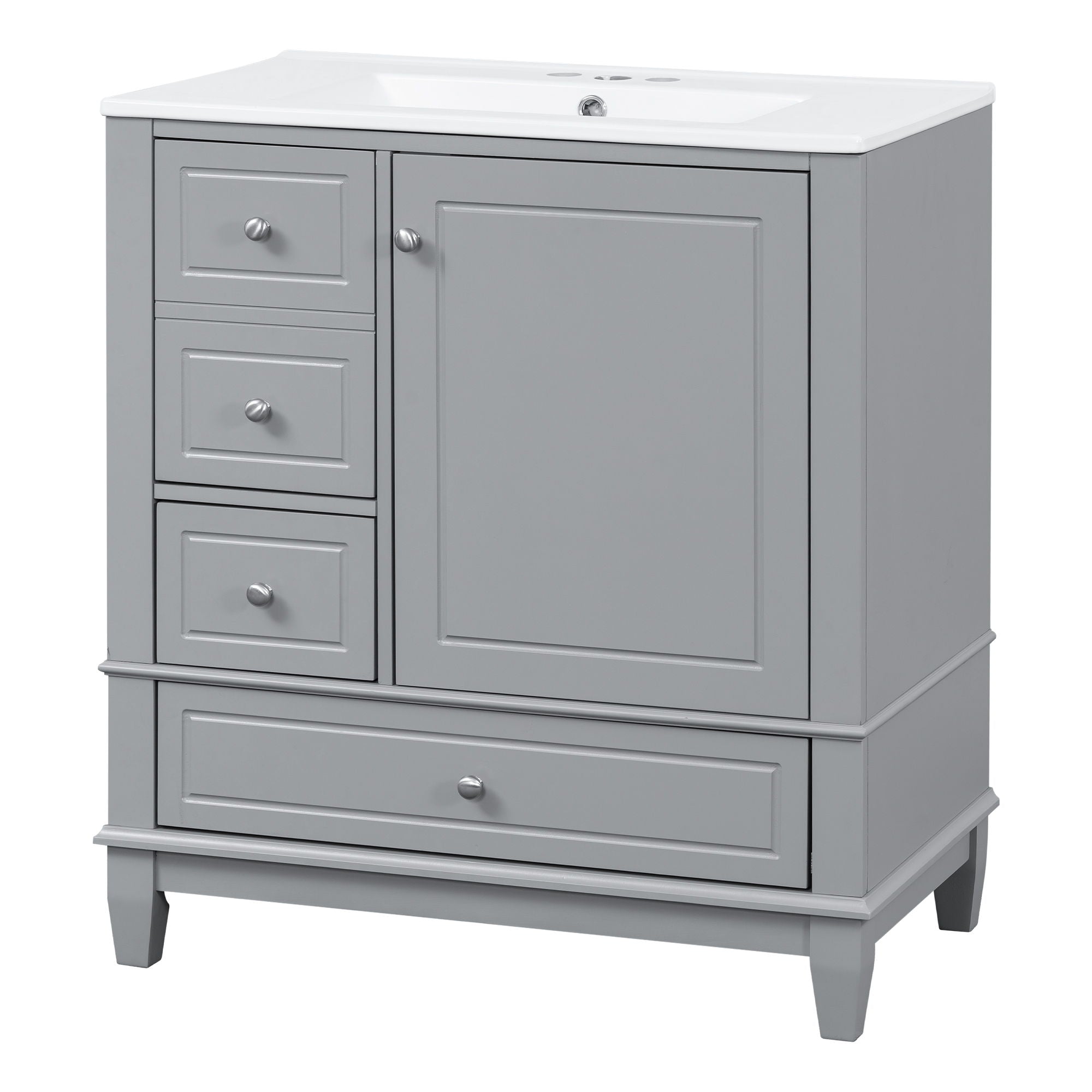 Freestanding Bathroom Vanity With Sink, Soft Close Door, 3 Drawers