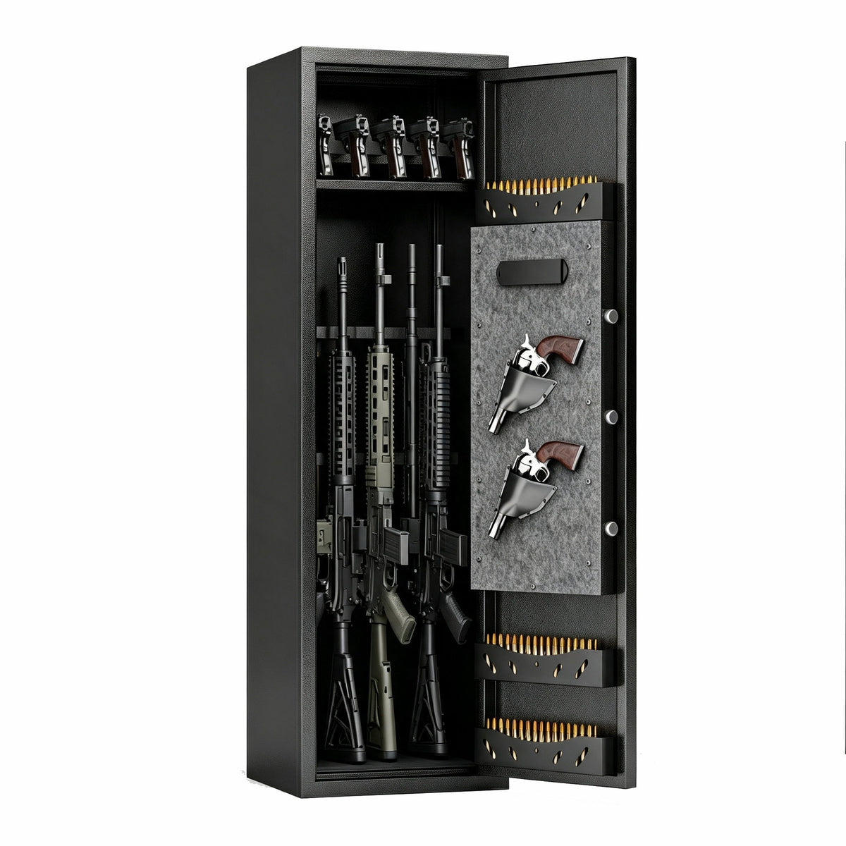 Gun Safe For Rifles & Handguns, Keypad Lock Security Storage Cabinet - Black