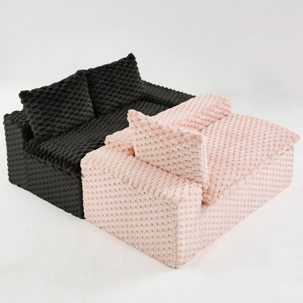 Multifunctional Sofa Pink Black, Fits 4 People
