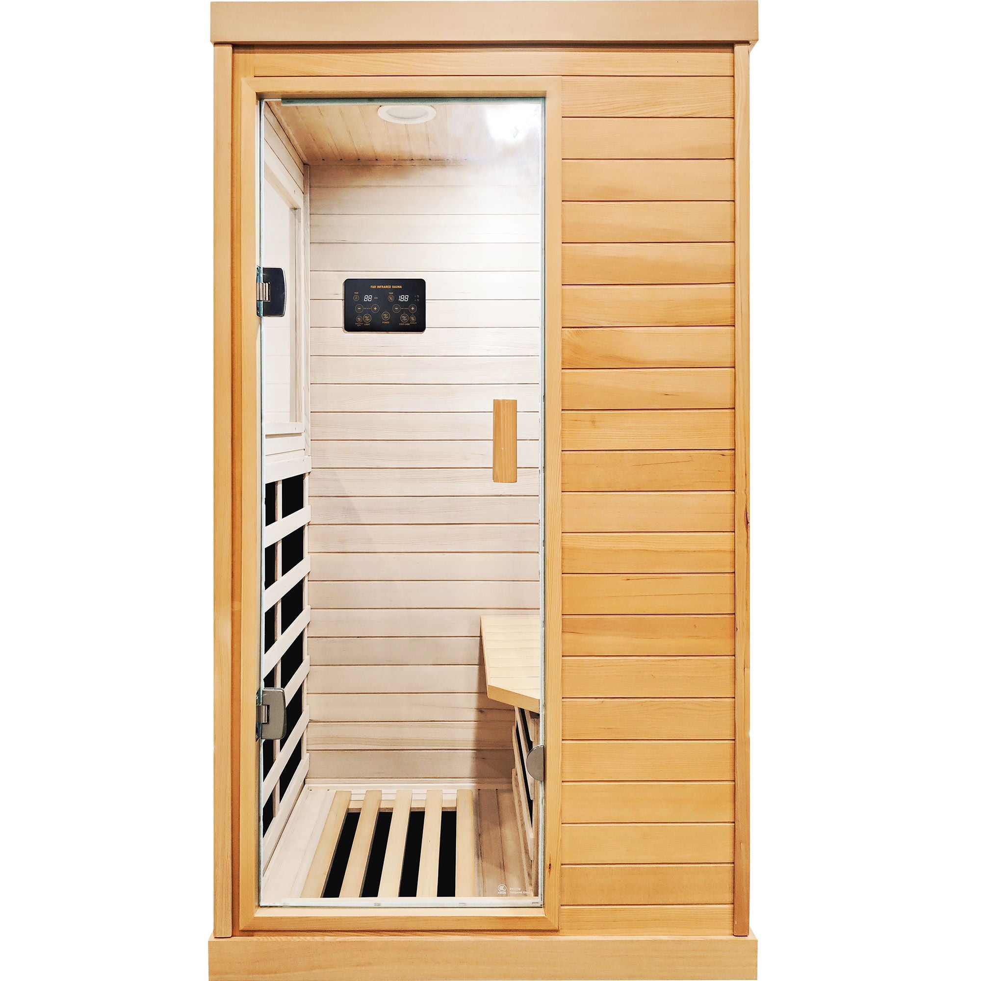 Infrared Sauna Room Single Room With Hemlock Frame, 6 Heating Plates, Built-In Lights And Bluetooth Audio - Natural