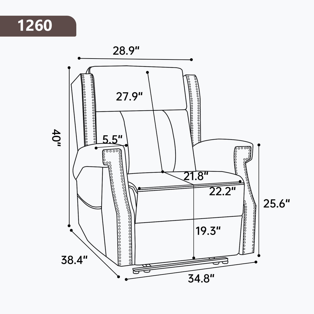 Manual Recliner Chair With Heavy Duty Motion Mechanism, 8 Vibrating Nodes And 3 Massage Modes For Living Room