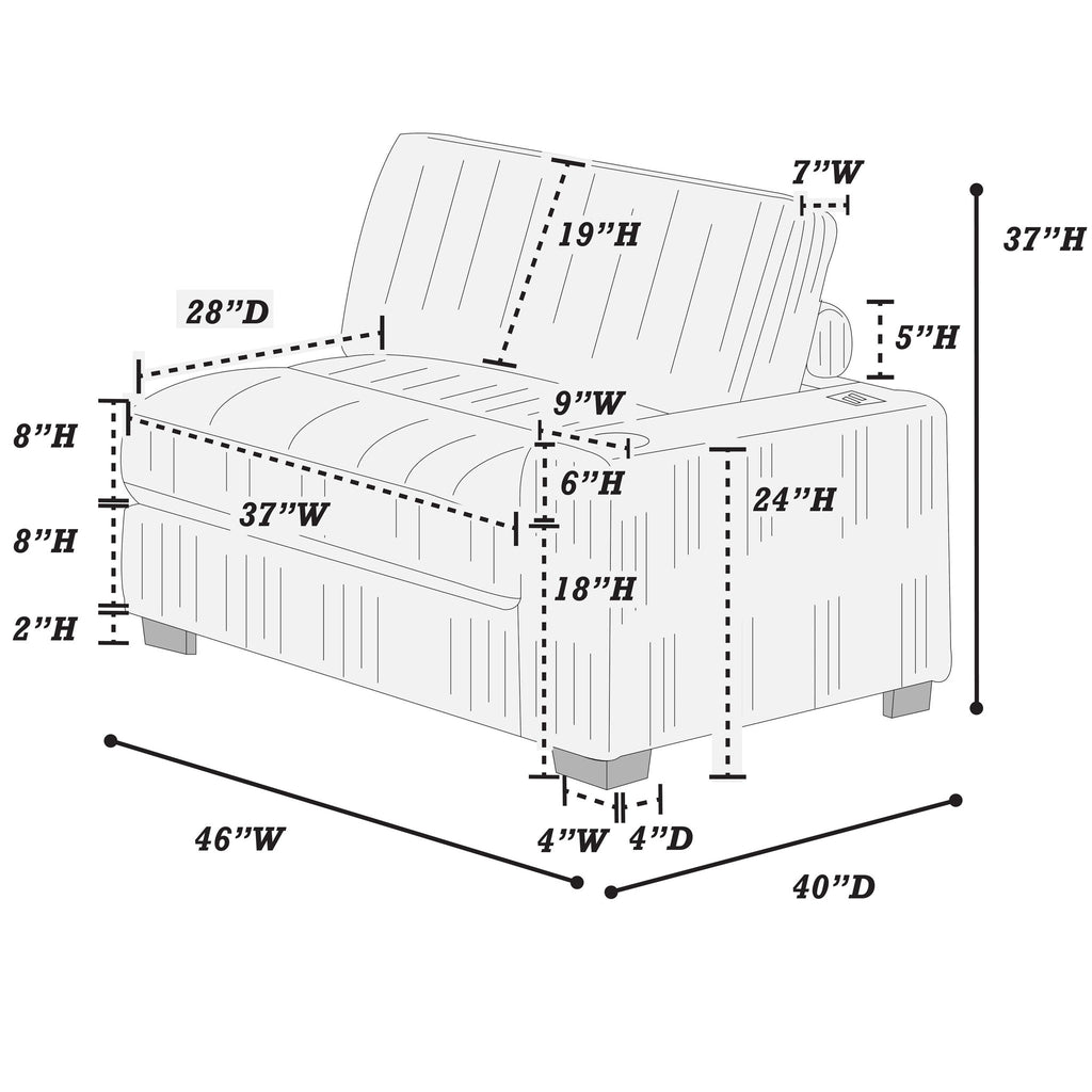 6 Piece Modular U Sectional Sofa Set With USB Cup Holder, Low Leg - Black