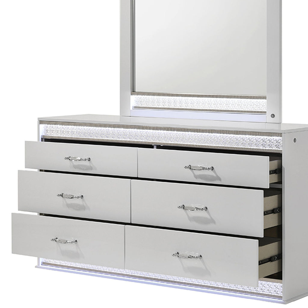 Glam - 6 Drawer Dresser With LED Lighting (Includes Dresser Only) - White