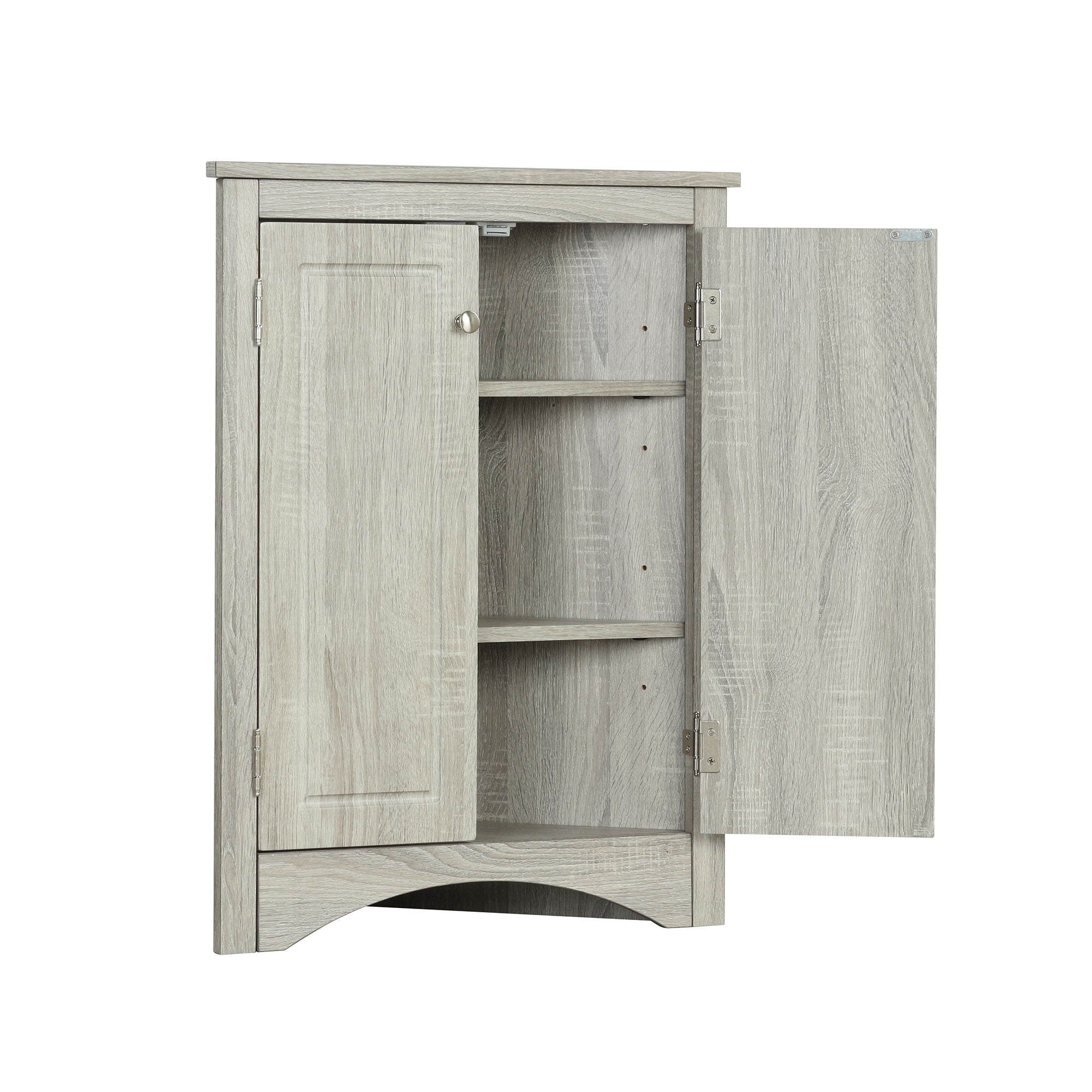 Triangle Bathroom Storage Cabinet With Adjustable Shelves, Freestanding Floor Cabinet - Oak