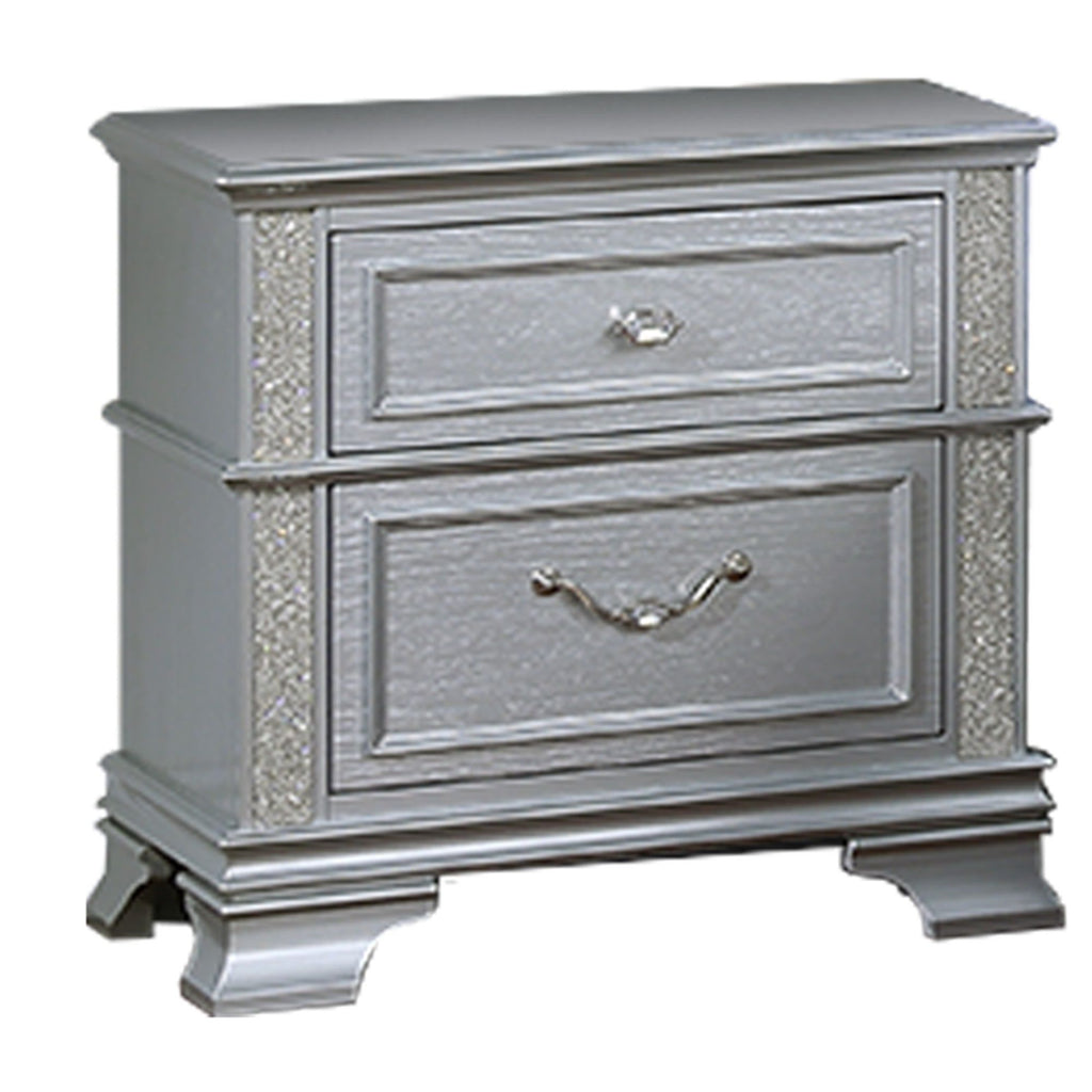 3 Piece Bedroom Set With Elegant Bed, 2 Nightstands
