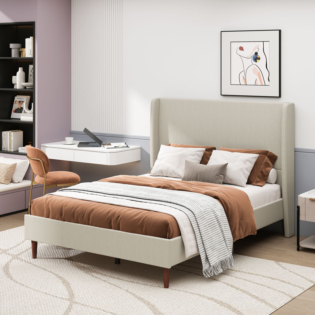 Upholstered Bed With High Headboard Design